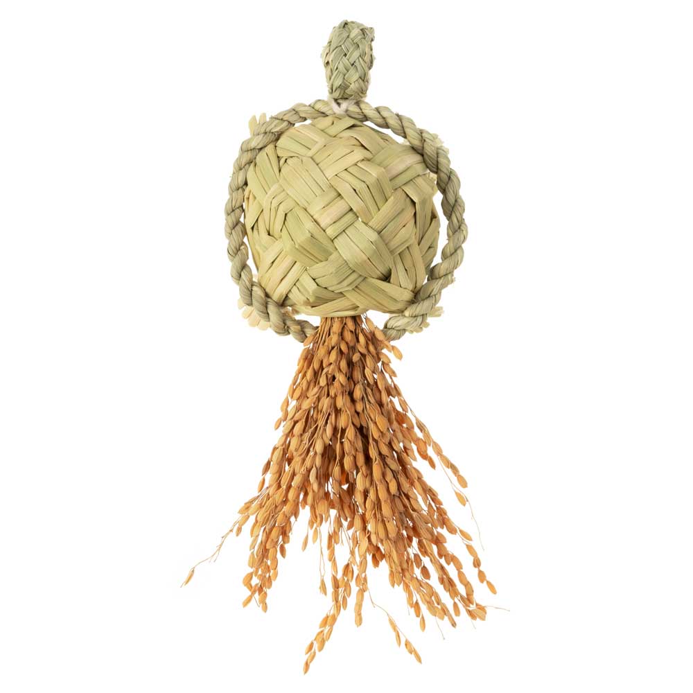 縁起飾り　わらむ　祝亀（いわいがめ）親　国産わらの縁起物　玄関飾り　神棚　リビング　置き型　25×9cm　日本製　国産　不老長寿　延年益寿　福寿円満　亀齢万年