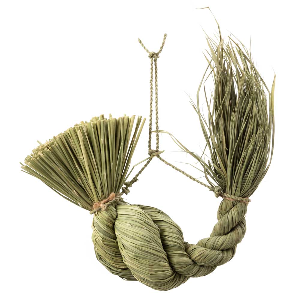 縁起飾り　わらむ　福縄（ふくなわ）　国産わらの縁起物　玄関飾り　マンションのドアにも　壁掛け　33×38cm　日本製　国産　子授祈願　慶事魚躍　招福瑞兆　吉祥如意