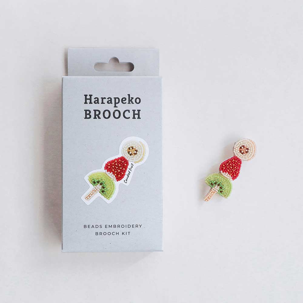 はらぺこブローチキット フルーツ飴 ビーズ刺しゅうのブローチ作成キット 工作用 胸元にちょうど良いサイズ 手作り ハンドメイド アクセサリー 日本製