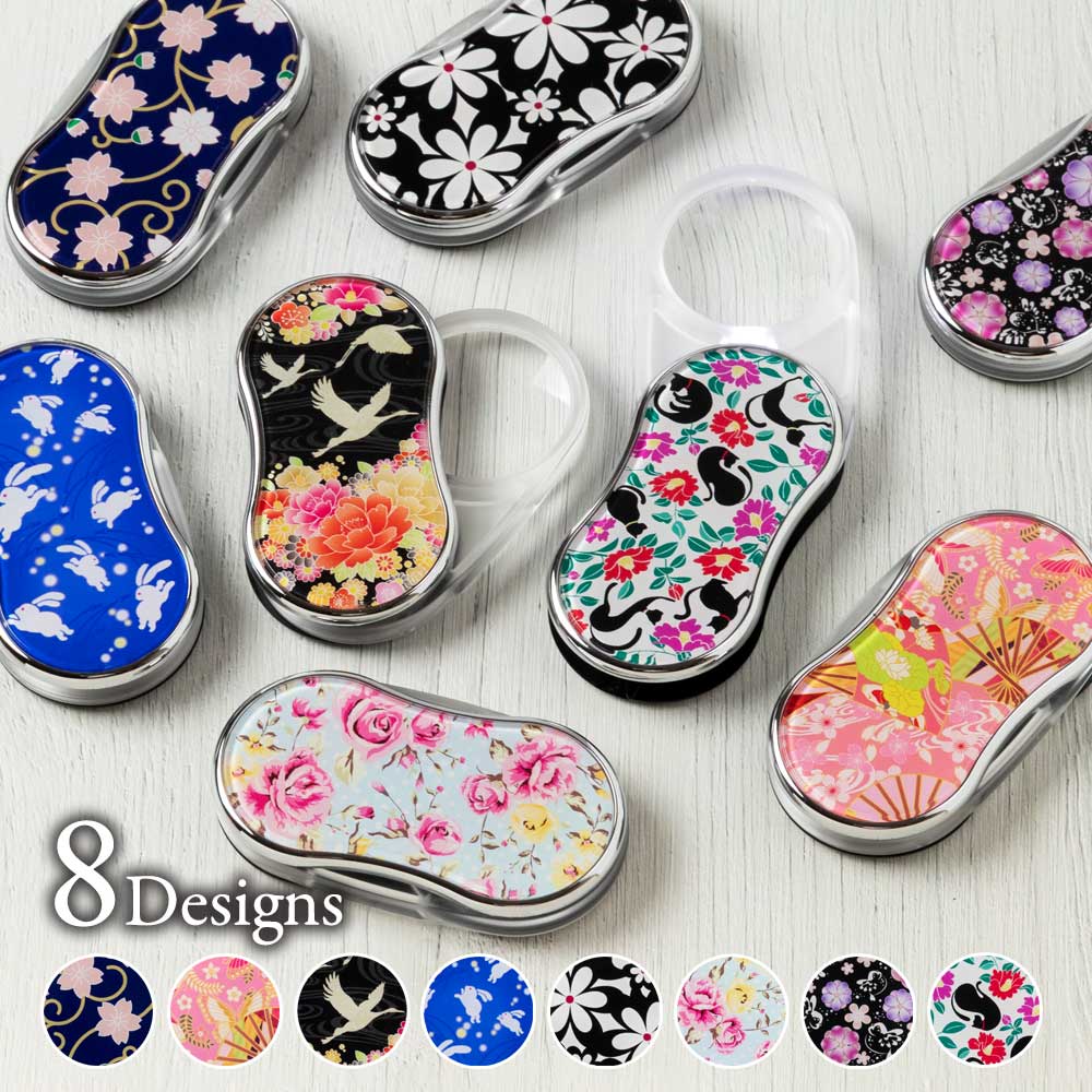 LEDスウィングルーペ　ライト付き拡大鏡　和風　和柄　倍率3.5倍　レンズ径3.5cm　持ち運びに便利なポケットサイズ　暗所でも鮮明　母の日　敬老の日　日本製