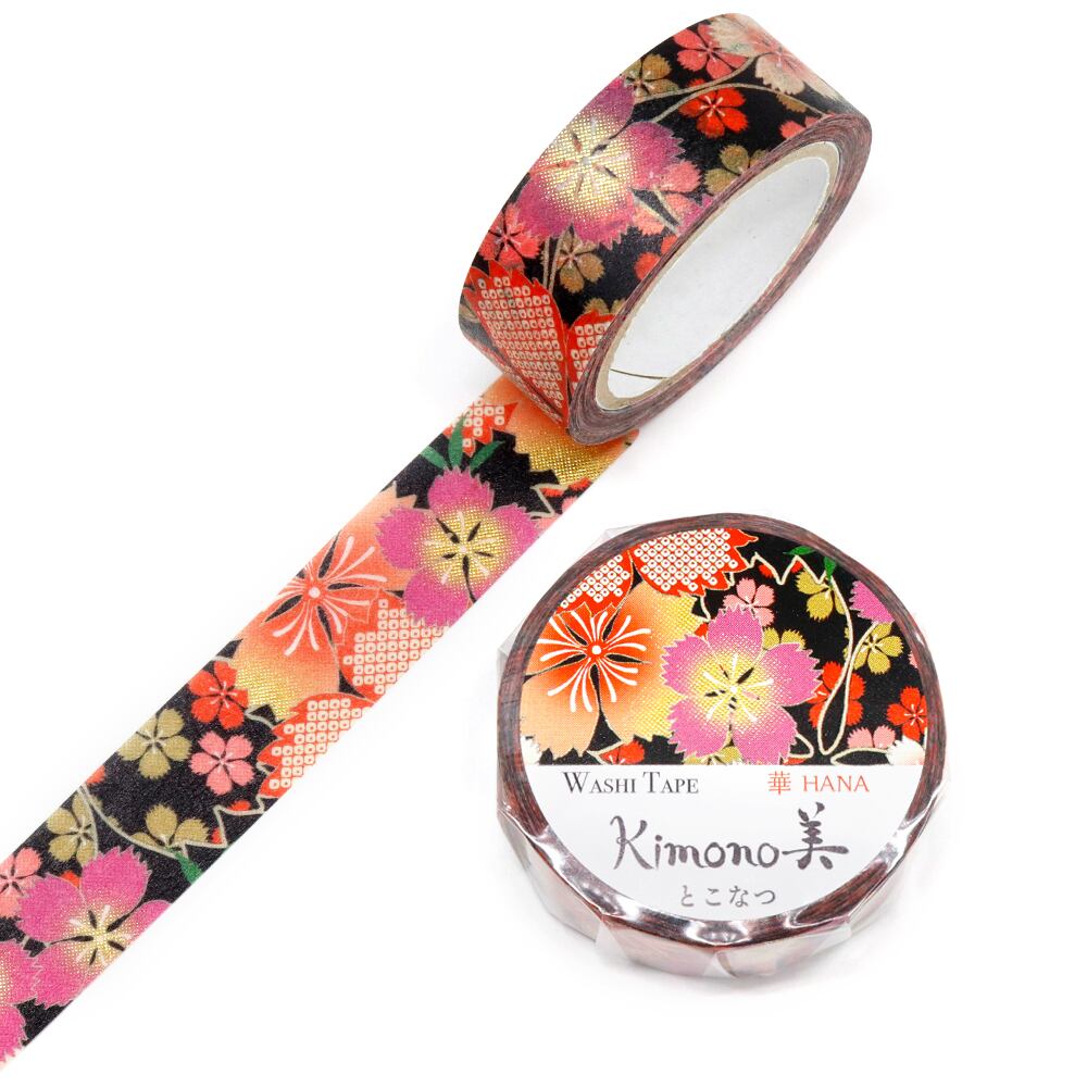 SAIEN Kimono美 華HANA〈マスキングテープ とこなつ 15mm・7m巻〉｜友禅柄の華やぎを、指先の文具に