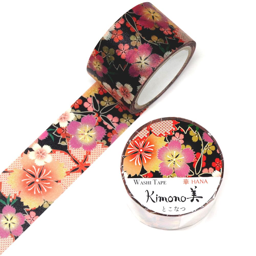 SAIEN　Kimono美　華HANA　マスキングテープ　とこなつ 25mm (GR-1072)　5m巻　友禅柄　金箔グラデーション　和紙ステーショナリー