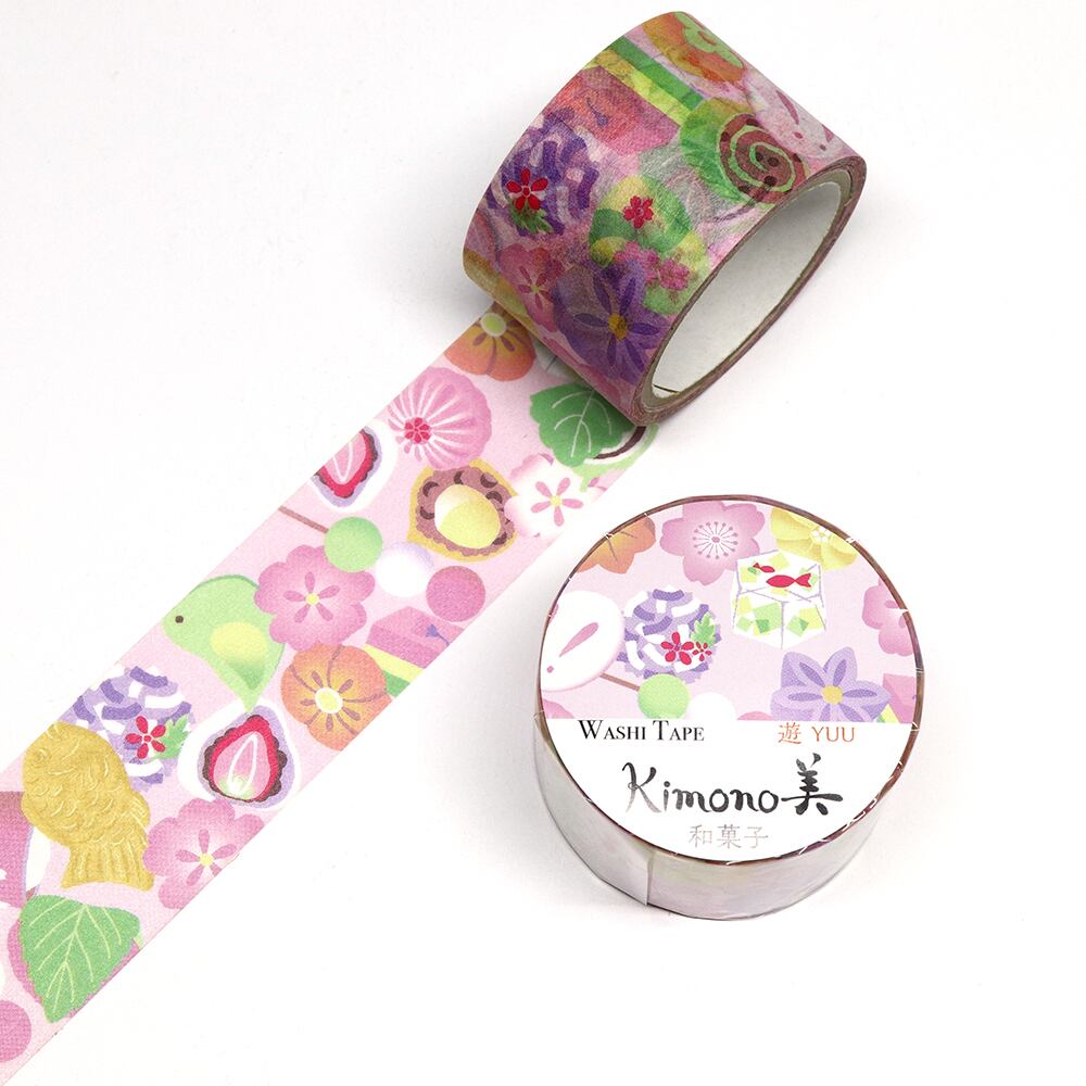 SAIEN Kimono美 遊YUU マスキングテープ 和菓子 25mm (GR-2004) 5m巻 レトロモダンタイプ 和紙ステーショナリー