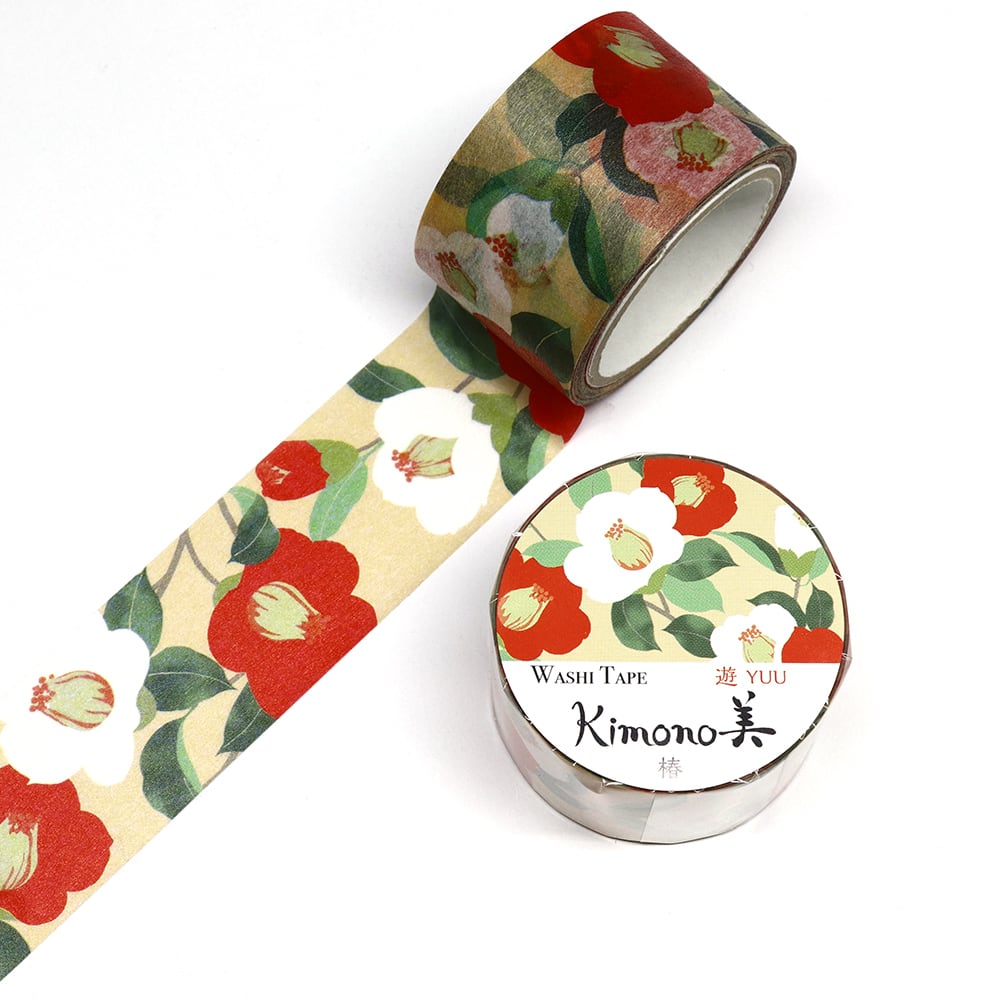 SAIEN　Kimono美　遊YUU　マスキングテープ　椿 25mm (GR-2006)　5m巻　レトロモダンタイプ　和紙ステーショナリー