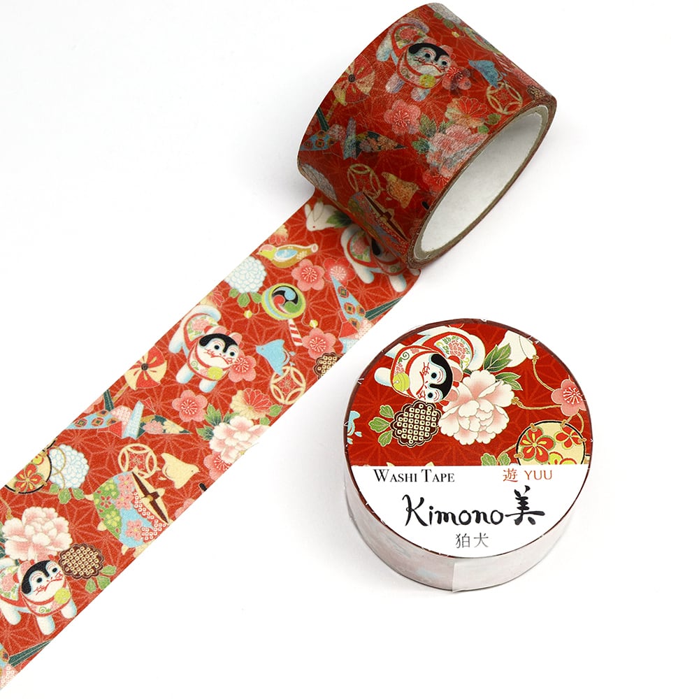 SAIEN Kimono美 遊YUU マスキングテープ 狛犬 25mm (GR-2008) 5m巻 レトロモダンタイプ 和紙ステーショナリー