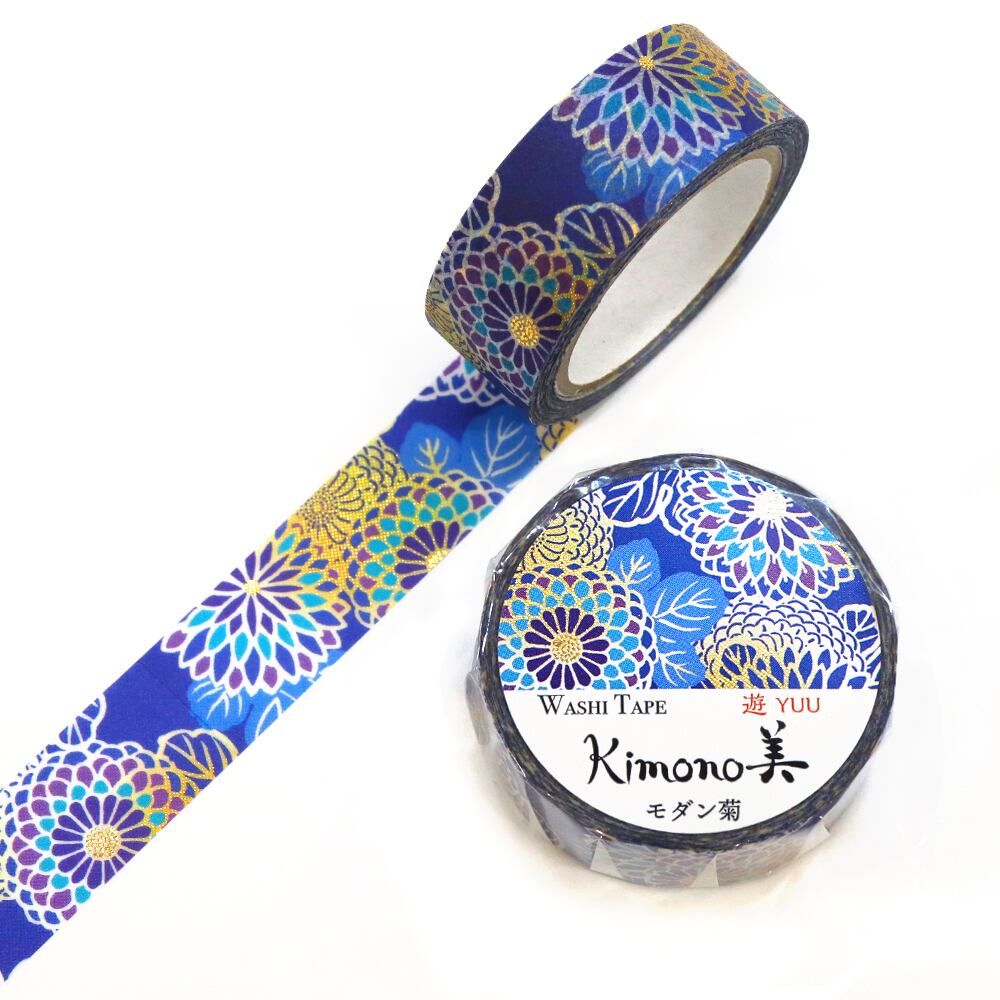 SAIEN Kimono美 遊YUU〈マスキングテープ モダン菊 15mm・7m巻〉｜レトロモダンな和柄で、遊び心を添えて