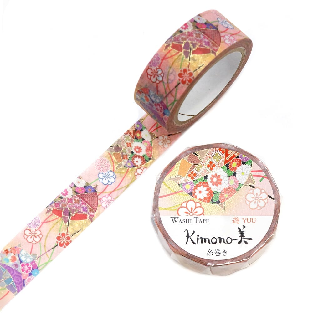 SAIEN Kimono美 遊YUU〈マスキングテープ 糸巻き 15mm・7m巻〉｜レトロモダンな和柄で、遊び心を添えて