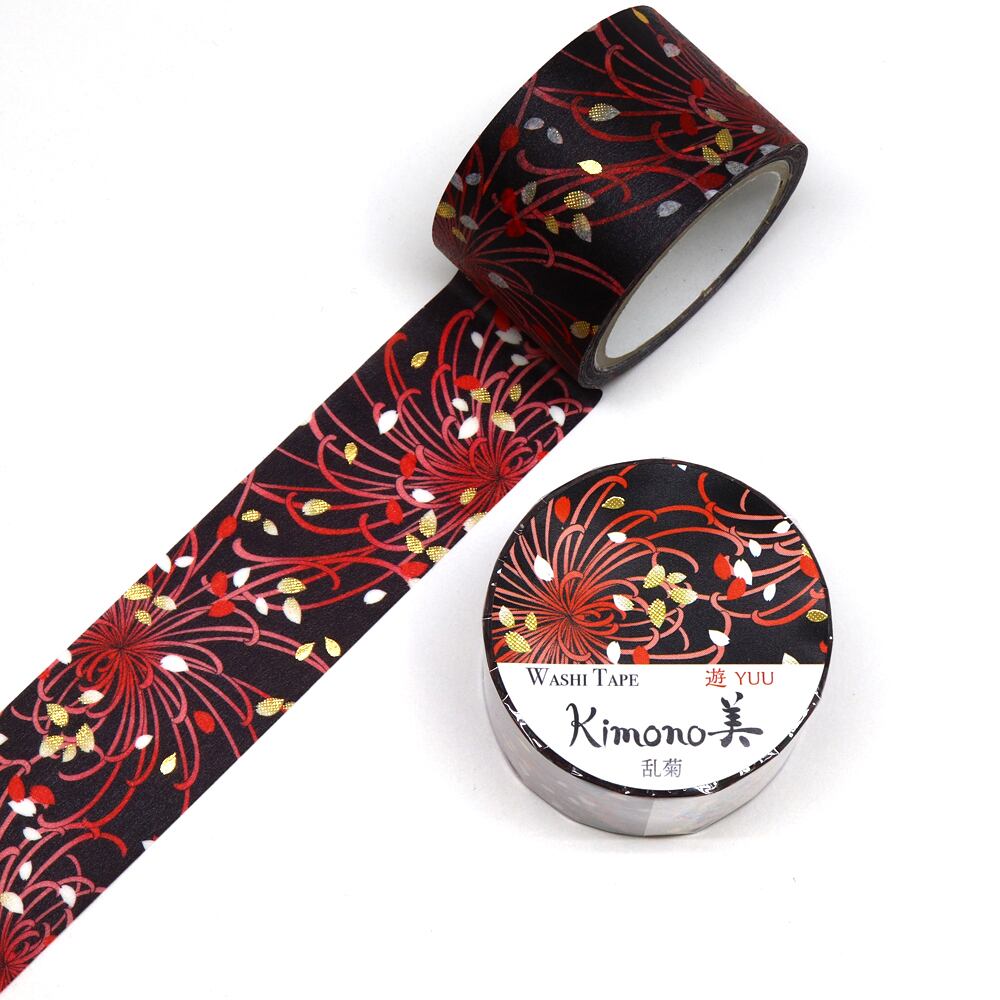 SAIEN　Kimono美　遊YUU　マスキングテープ　乱菊 25mm (GR-2030)　5m巻　レトロモダン　金箔グラデーション　和紙ステーショナリー