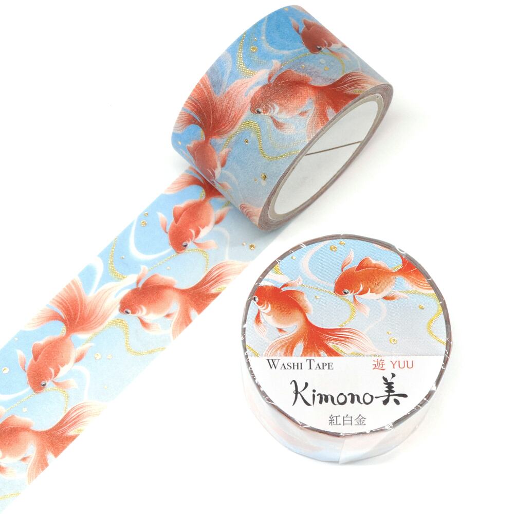SAIEN Kimono美 遊YUU〈マスキングテープ 紅白金 25mm・5m巻〉｜レトロモダンな和柄で、遊び心を添えて