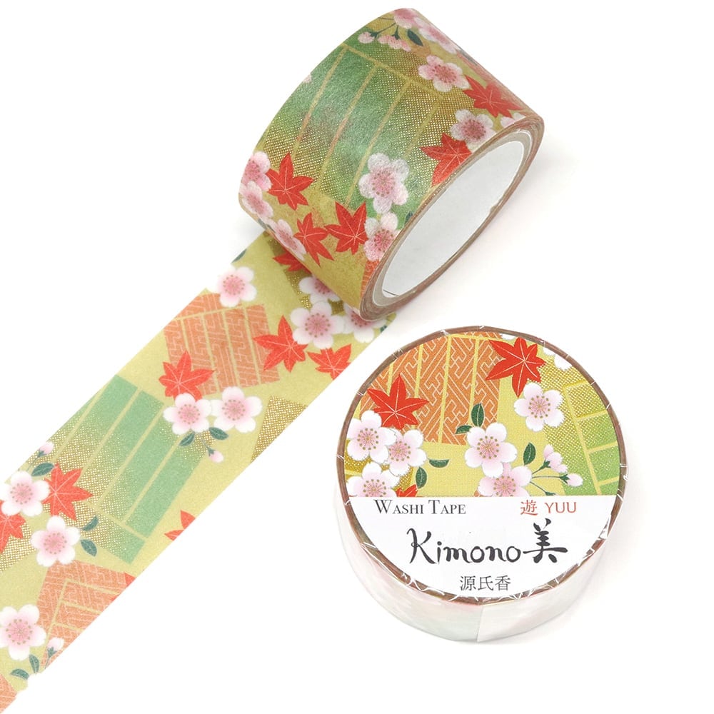 SAIEN　Kimono美　遊YUU　マスキングテープ　源氏香 25mm (GR-2046)　5m巻　レトロモダン　金箔グラデーション　和紙ステーショナリー