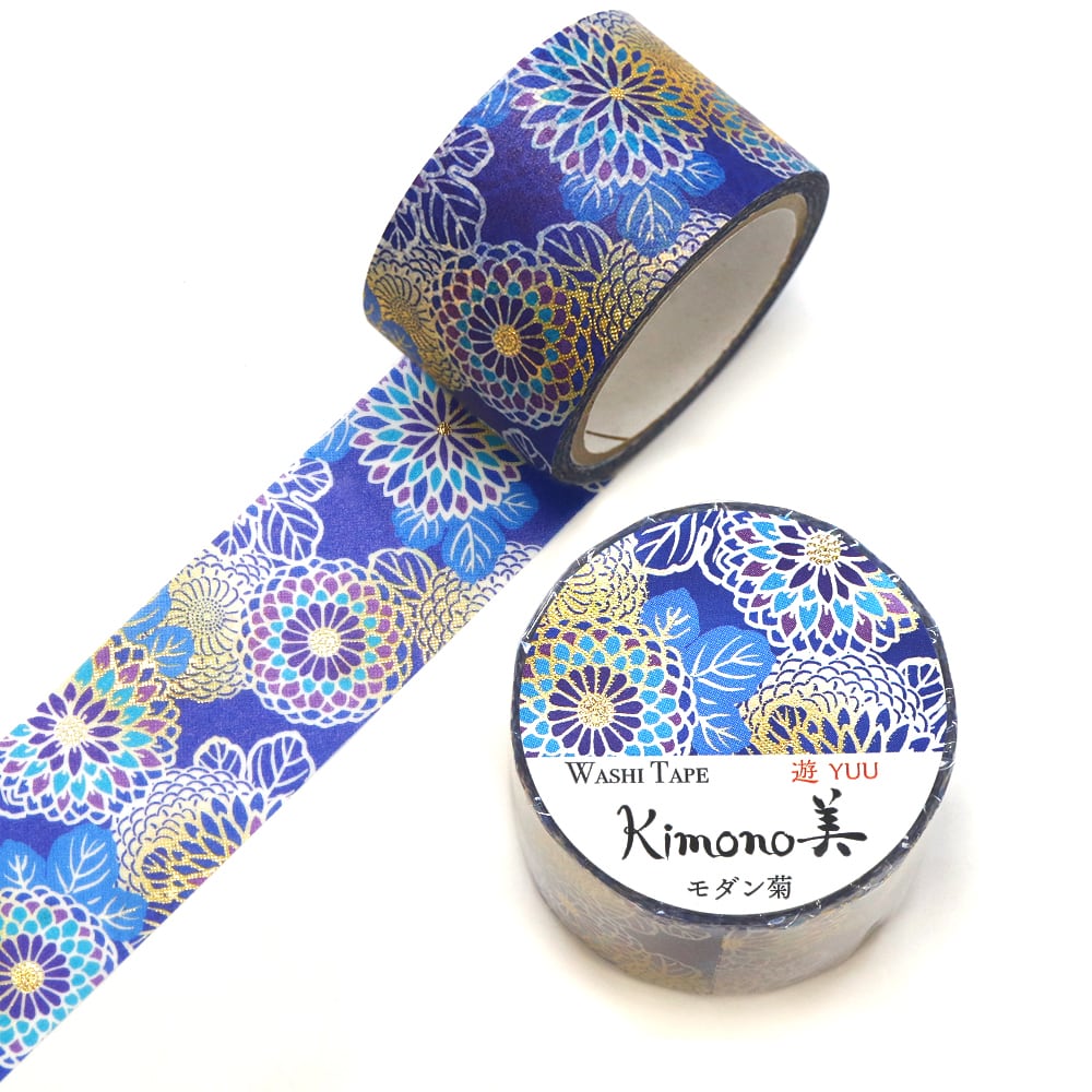 SAIEN Kimono美 遊YUU〈マスキングテープ モダン菊 25mm・5m巻〉｜レトロモダンな和柄で、遊び心を添えて