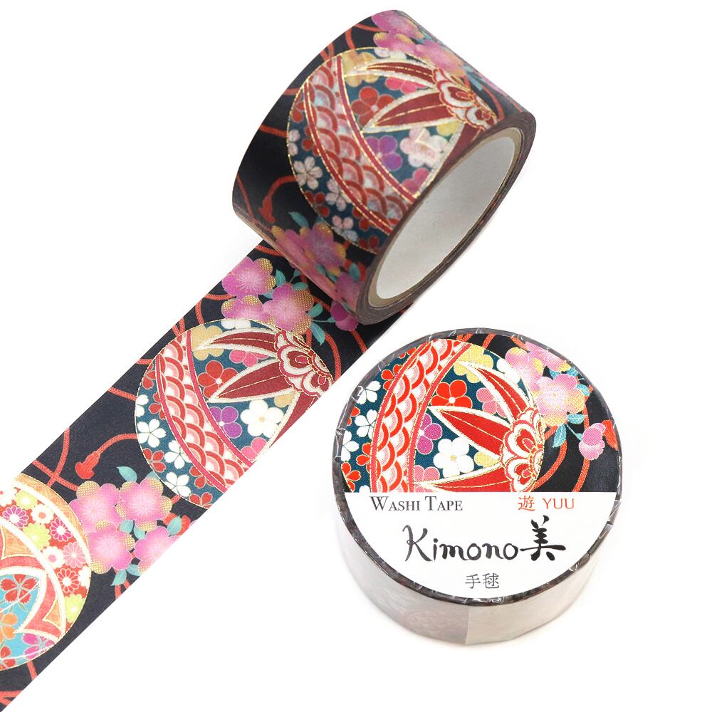 SAIEN　Kimono美　遊YUU　マスキングテープ　手毬 25mm (GR-2078)　5m巻　レトロモダン　金箔グラデーション　和紙ステーショナリー