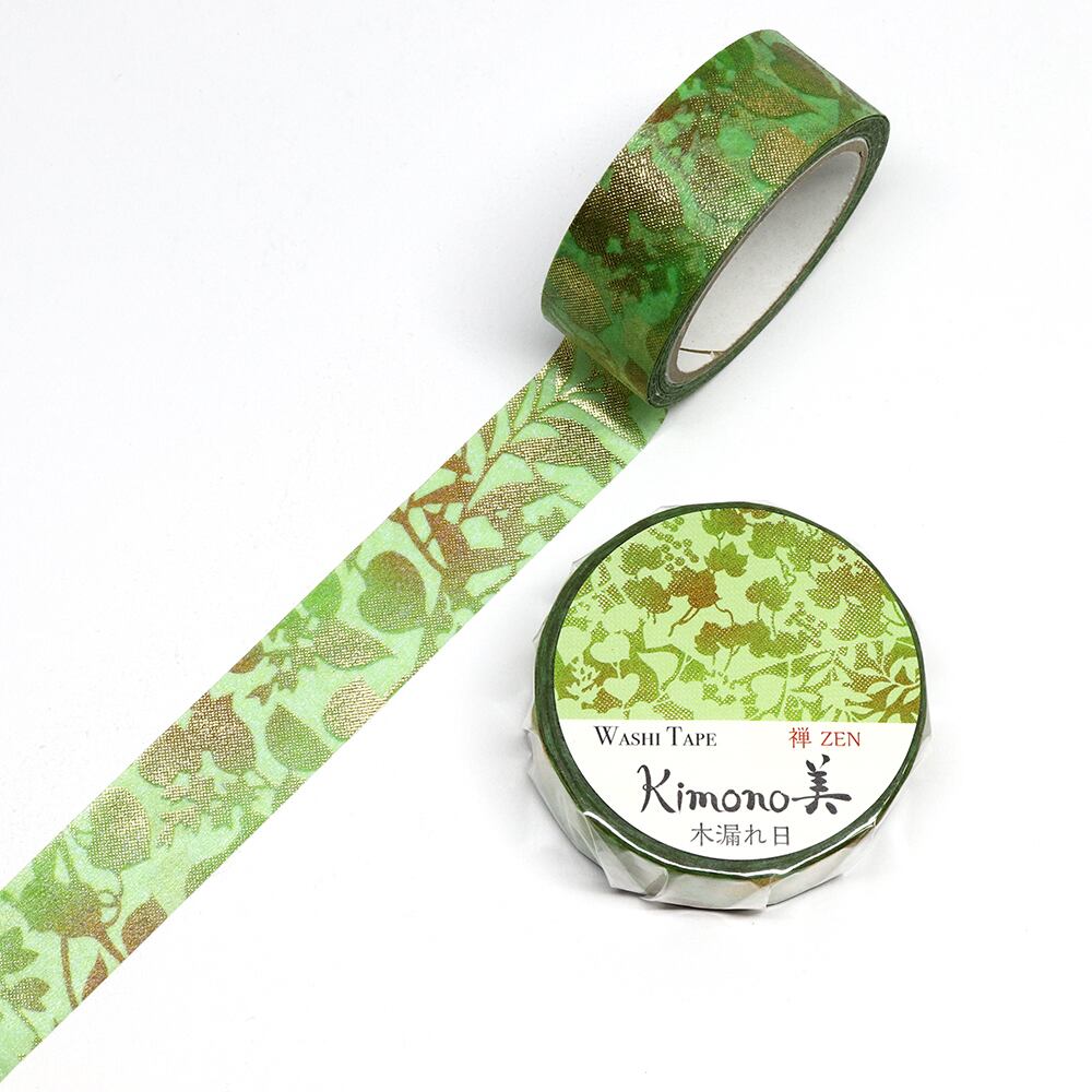 SAIEN　Kimono美　禅ZEN　マスキングテープ　木漏れ日 15mm (GR-3001)　7m巻　粋タイプ　金箔グラデーション　和紙ステーショナリー
