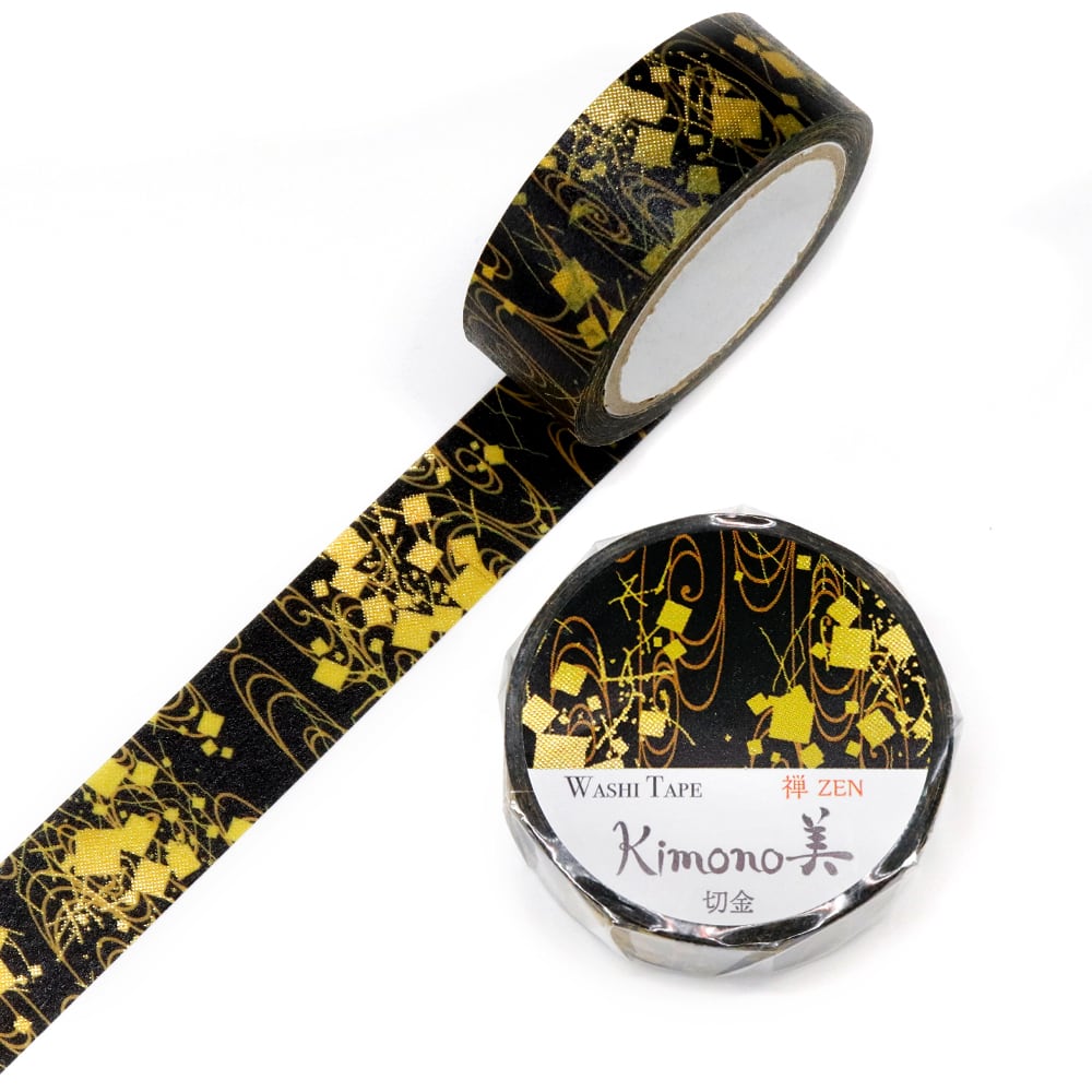 SAIEN　Kimono美　禅ZEN　マスキングテープ　切金 15mm (GR-3049)　7m巻　粋タイプ　金箔グラデーション　和紙ステーショナリー|マスキングテープ|和柄ステーショナリー