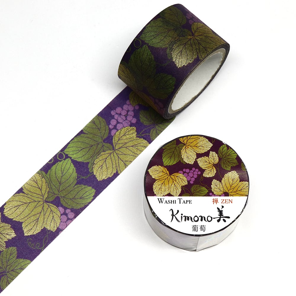 SAIEN　Kimono美　禅ZEN　マスキングテープ　葡萄 25mm (GR-3006)　5m巻　粋タイプ　金箔グラデーション　和紙ステーショナリー