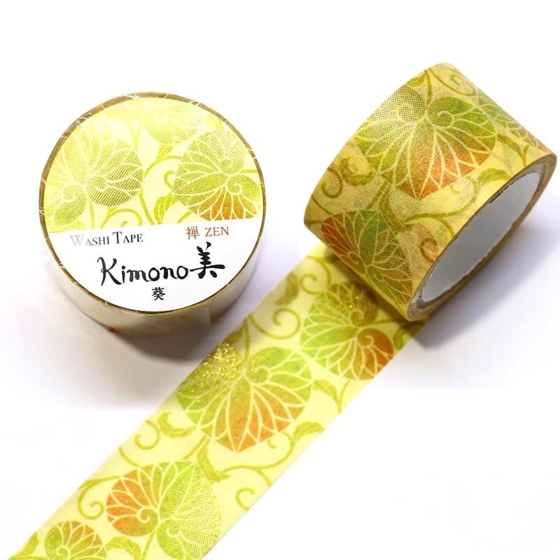 SAIEN　Kimono美　禅ZEN　マスキングテープ　葵 25mm (GR-3012)　5m巻　粋タイプ　金箔グラデーション　和紙ステーショナリー