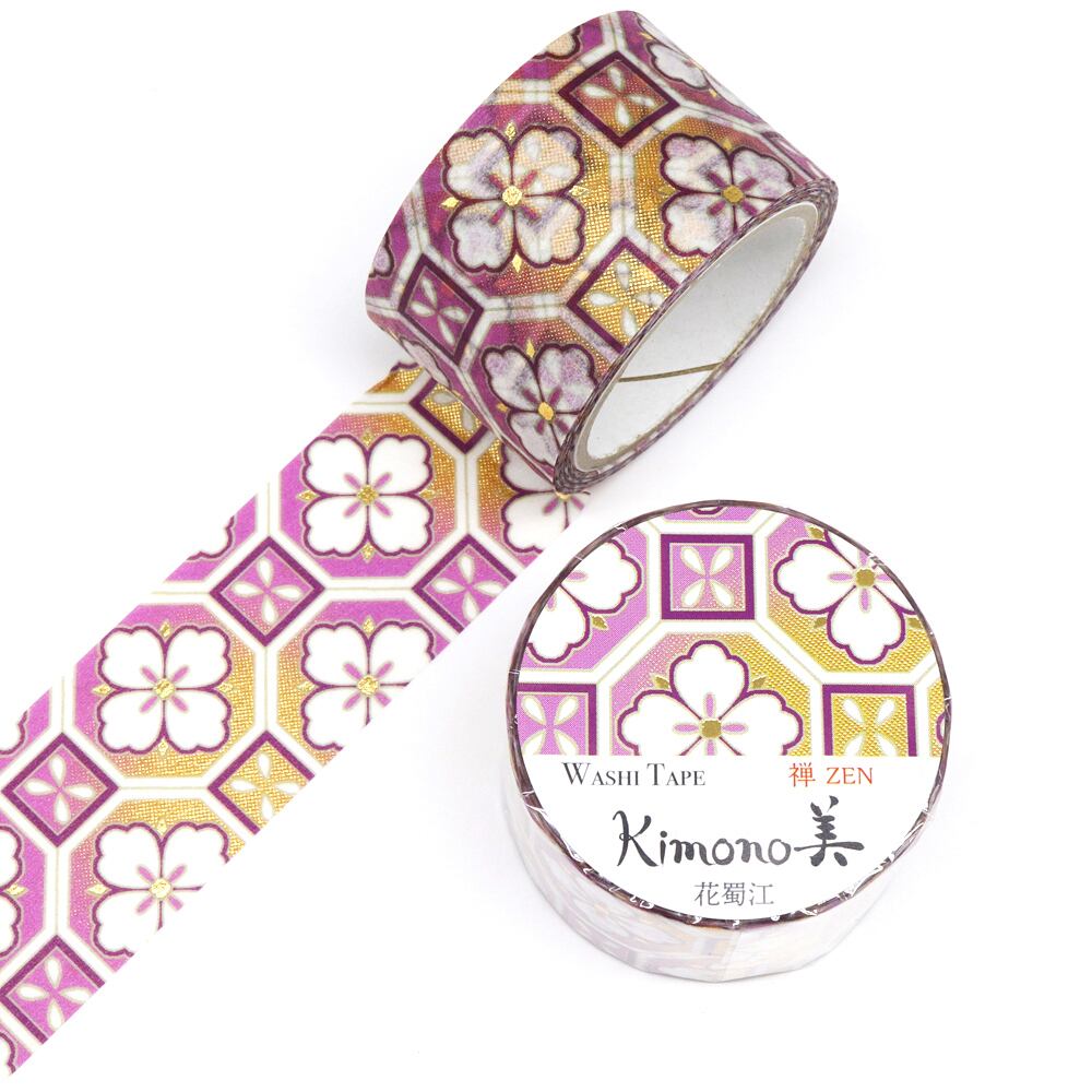 SAIEN　Kimono美　禅ZEN　マスキングテープ　花蜀江 25mm (GR-3036)　5m巻　粋タイプ　金箔グラデーション　和紙ステーショナリー|マスキングテープ|和柄ステーショナリー