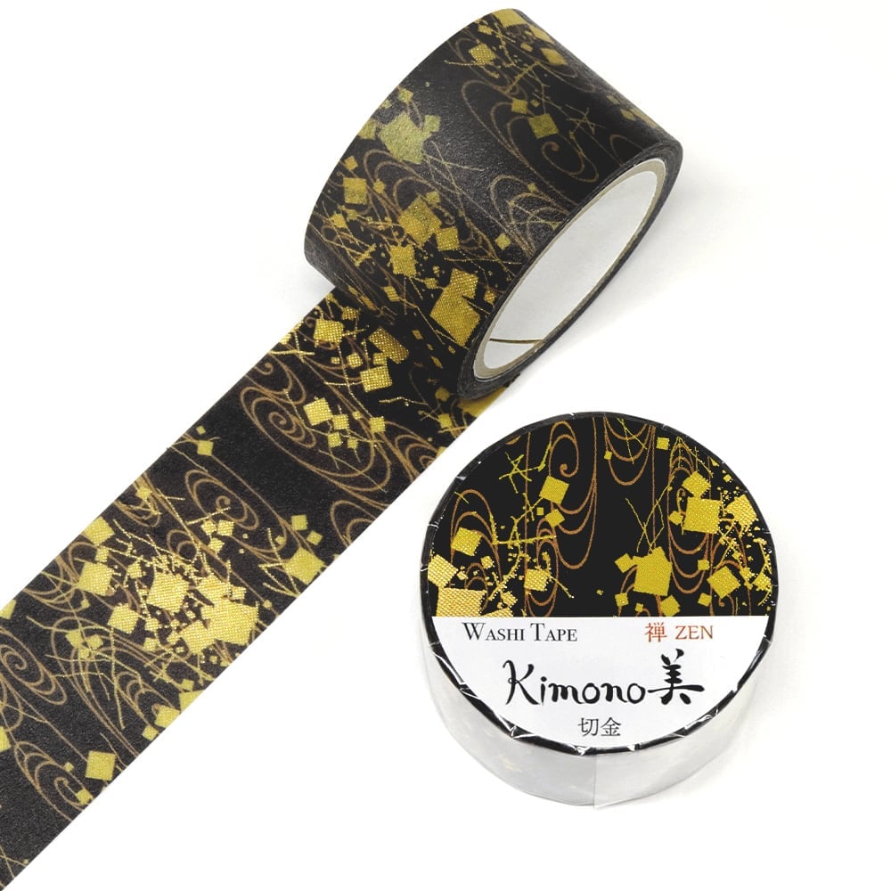 SAIEN Kimono美 禅ZEN〈マスキングテープ 切金 25mm・5m巻〉｜粋と金箔のグラデーションで、静かに彩る
