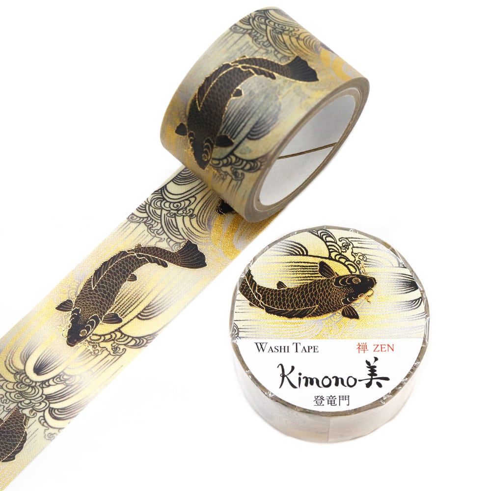 SAIEN Kimono美 禅ZEN〈マスキングテープ 登竜門 25mm・5m巻〉｜粋と金箔のグラデーションで、静かに彩る