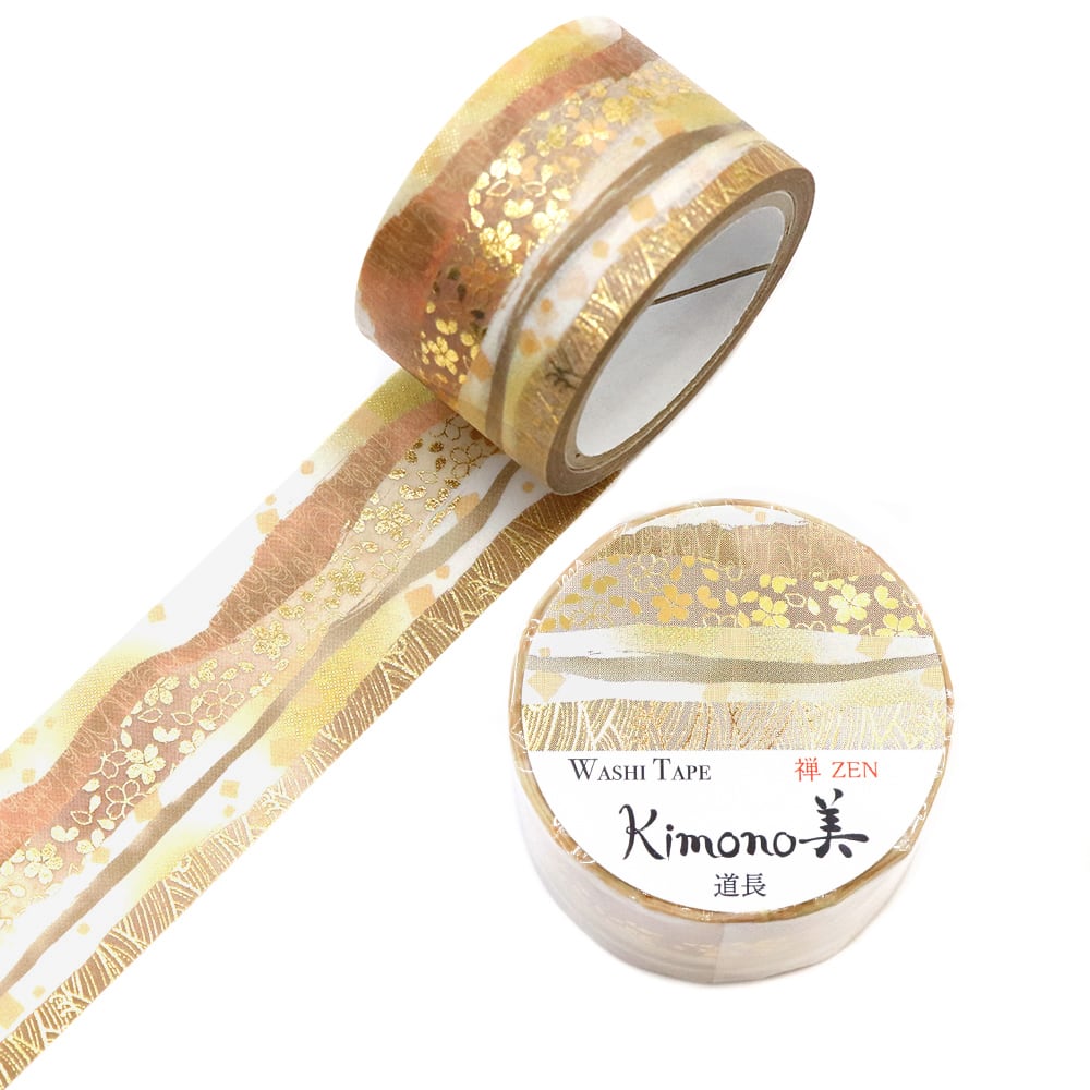 SAIEN Kimono美 禅ZEN〈マスキングテープ 道長 25mm・5m巻〉｜粋と金箔のグラデーションで、静かに彩る