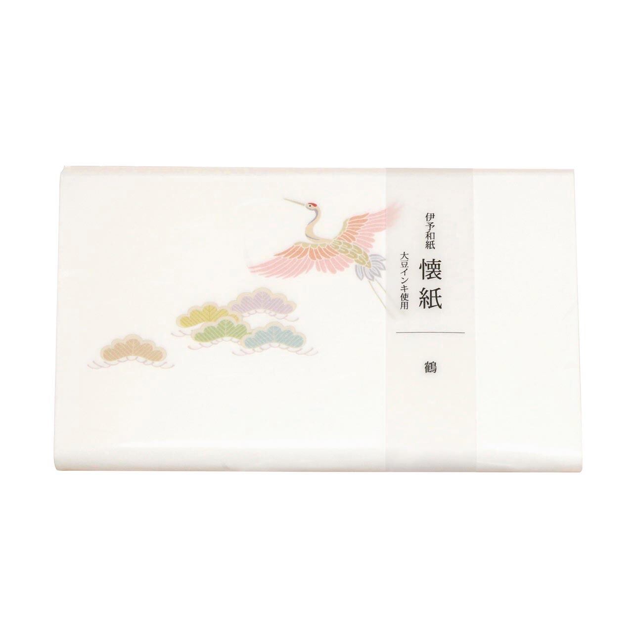 SAIEN Kimono美〈伊予和紙 懐紙 鶴〉20枚入り|友禅の和柄で、茶席にもふだんにも