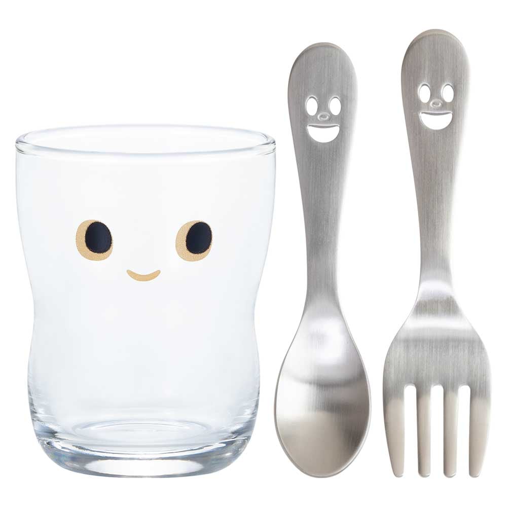 nicoグラス＆カトラリーセット（S）　お子さんが自分で飲む＋食べるのデビューに　キッズ食器セット　ギフトにも　子供用　日本製