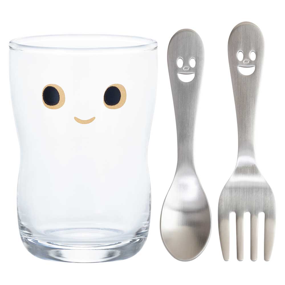 nicoグラス＆カトラリーセット（M）　お子さんが自分で飲む＋食べるのデビューに　キッズ食器セット　ギフトにも　子供用　日本製