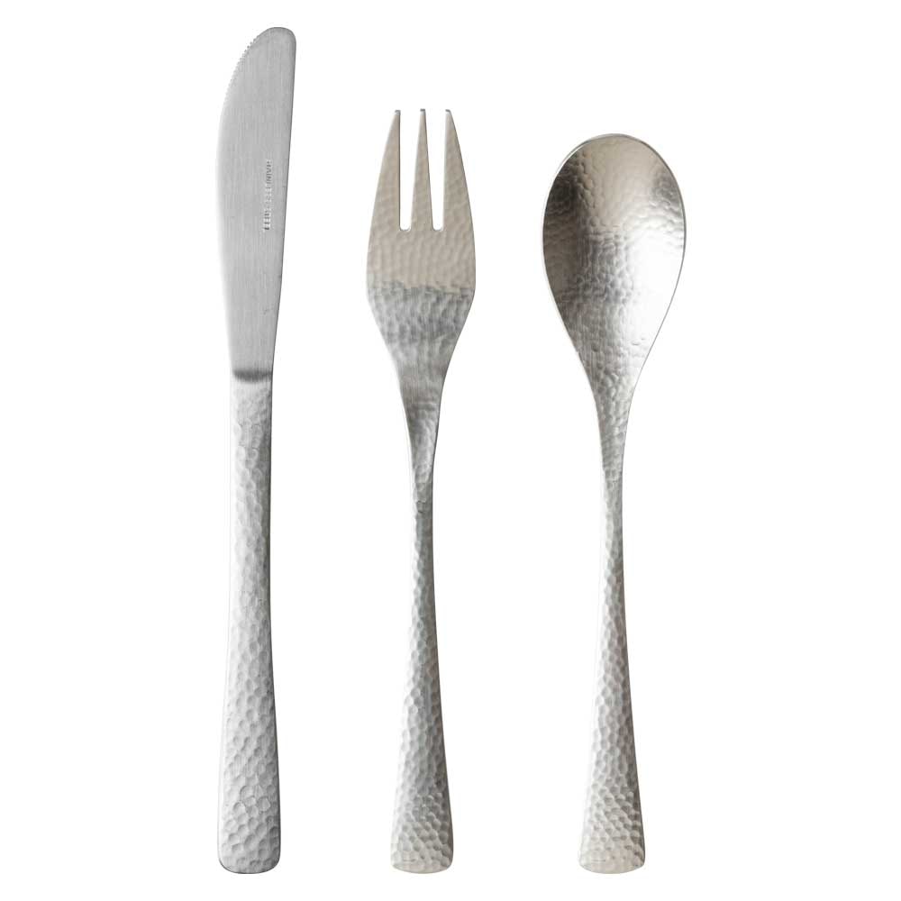 和味（なごみ）　カトラリーセット　ナイフ・フォーク・スプーン　落ち着きのある槌目模様　和の食卓に　和風　ステンレス製　日本製　新潟県の金属製品