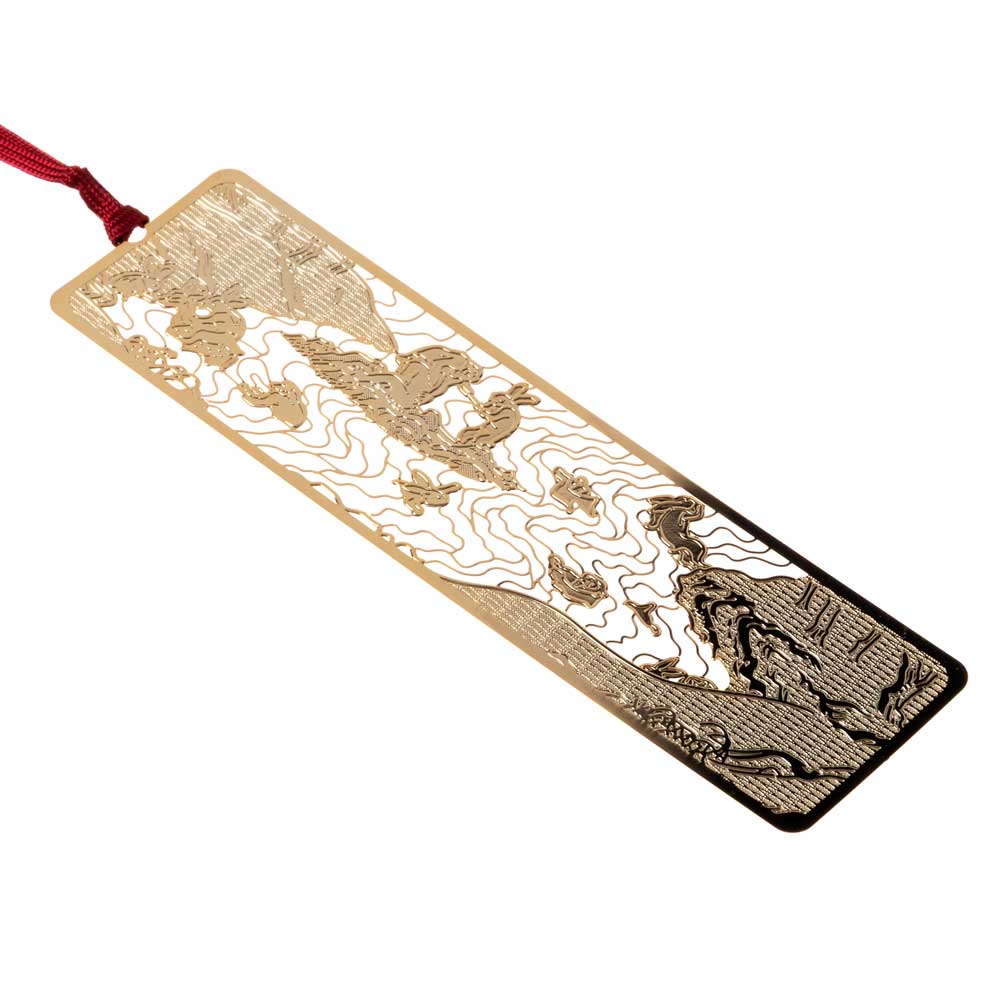 御朱印ブックマーク 鳥獣戯画B 金の栞シリーズ 繊細なエッチングで日本の絵柄を表現 金属製しおり 和風ブックマーカー