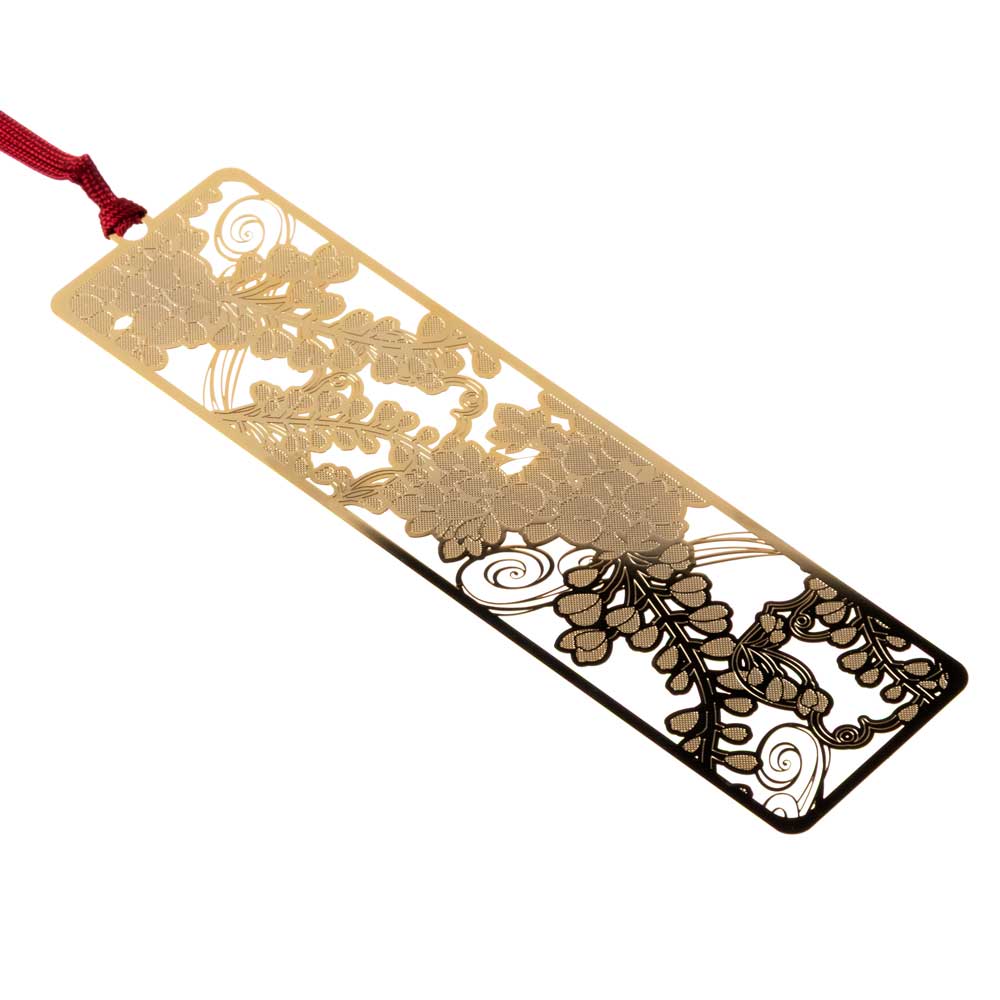 御朱印ブックマーク 藤 金の栞シリーズ 繊細なエッチングで日本の絵柄を表現 金属製しおり 和風ブックマーカー