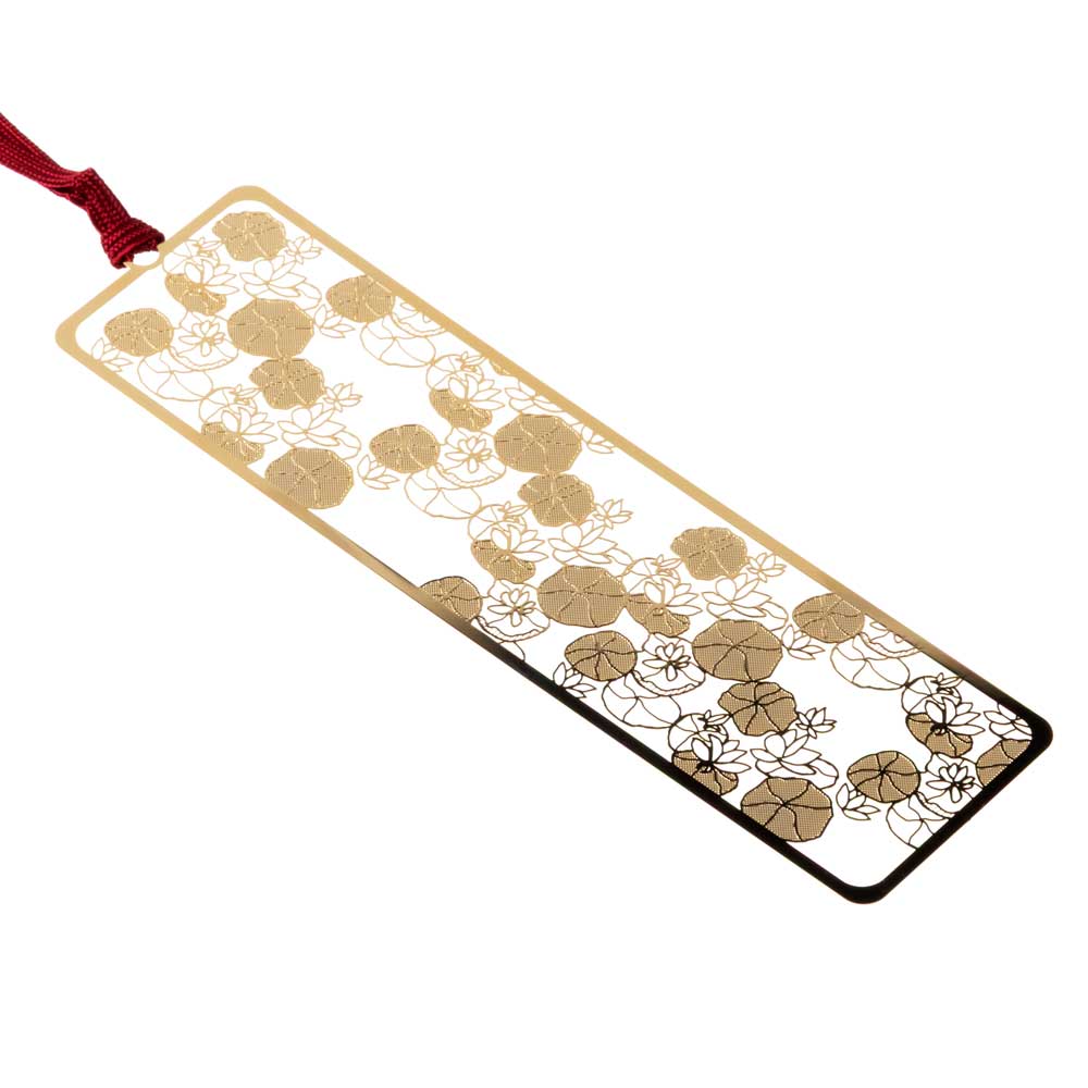 御朱印ブックマーク 朝顔 金の栞シリーズ 繊細なエッチングで日本の絵柄を表現 金属製しおり 和風ブックマーカー