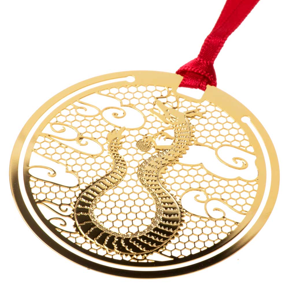 おまもりブックマーク 龍 立身出世 招福開運 金の栞シリーズ 繊細なエッチングで日本の絵柄を表現 金属製しおり 和風ブックマーカー