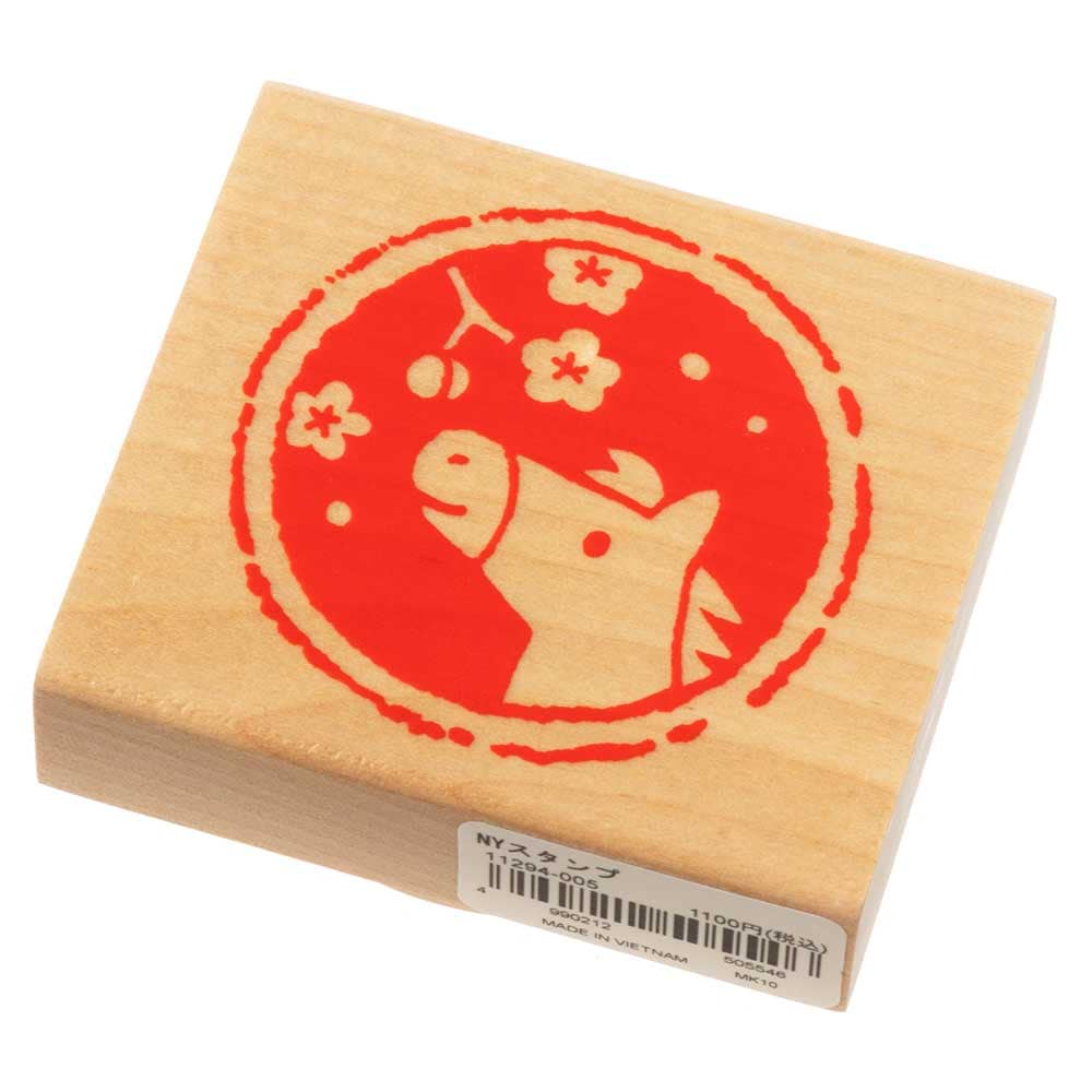 梅と微笑み午 (11294-005)　こどものかお　ニューイヤースタンプ中　年賀状　挨拶状　ラバースタンプ　ゴム印　はんこ　判子