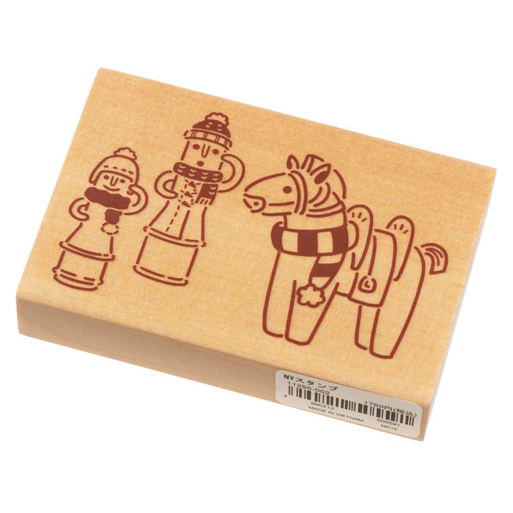埴輪冬支度 (11295-002)　こどものかお　ニューイヤースタンプ大　年賀状　挨拶状　ラバースタンプ　ゴム印　はんこ　判子|はんこ・スタンプ|和柄ステーショナリー