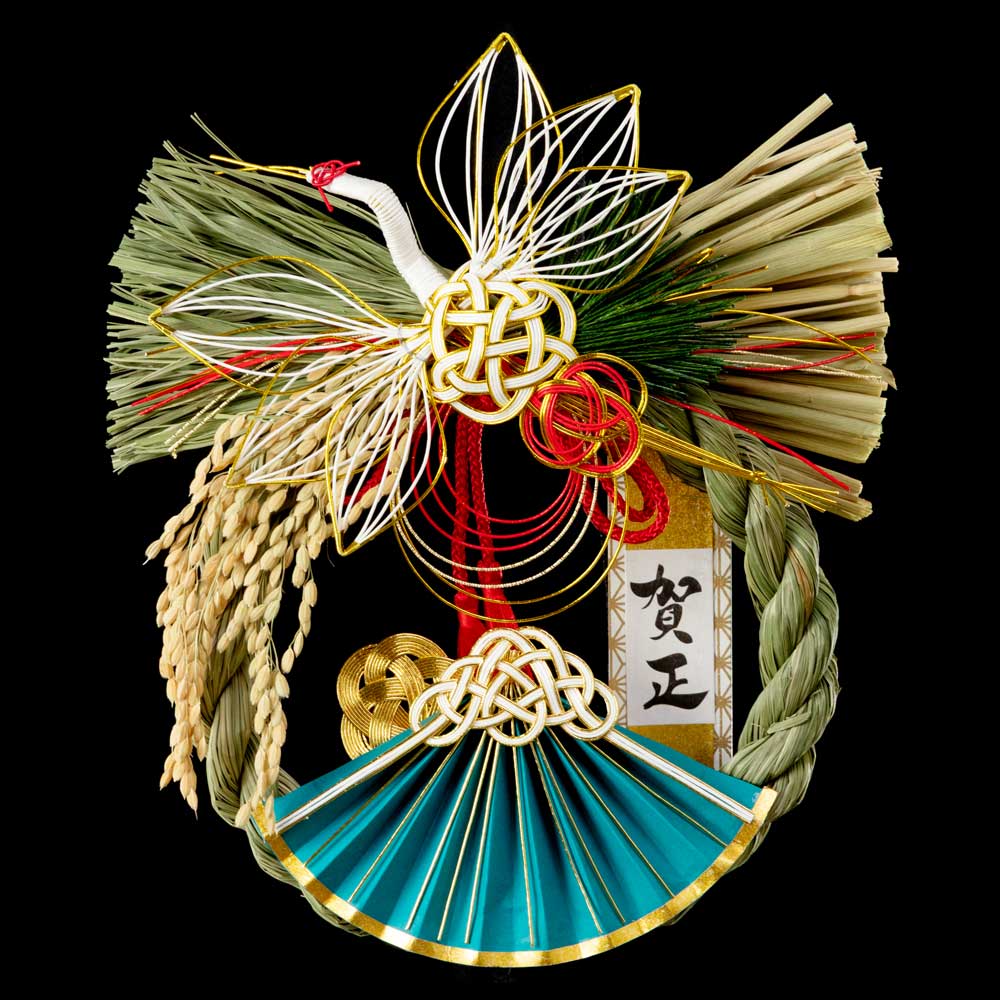 竹治郎 越後魚沼飾り 初日の出(はつひので) 正月飾り 注連飾り 新潟県南魚沼産稲わら使用 和モダンな玄関飾り マンションのドアにも 日本製のおしゃれなお正月リース