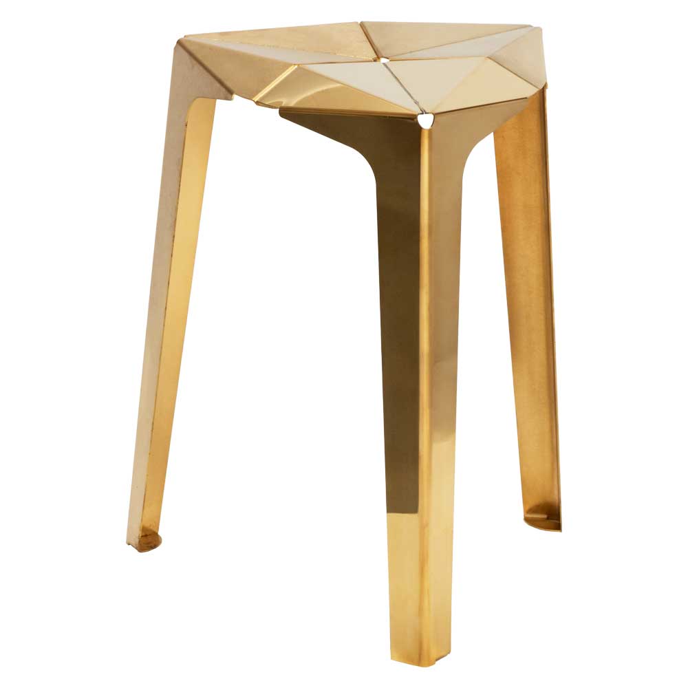 かねよし　金属を楽しむスツール　orisu　真鍮　デザイン：Kazuhito Ishida　折り紙のように金属を折り曲げて作った椅子