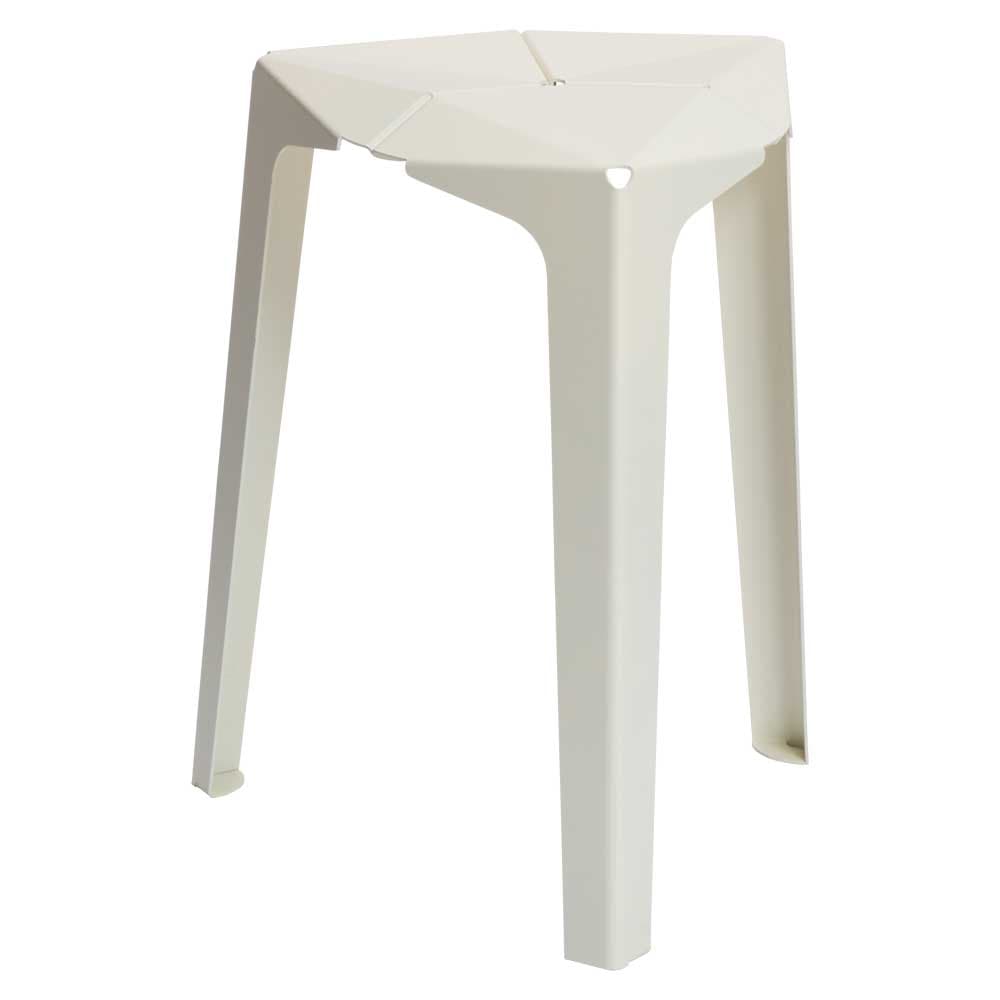 かねよし　金属を楽しむスツール　orisu　アルミ／ホワイト　デザイン：Kazuhito Ishida　折り紙のように金属を折り曲げて作った椅子