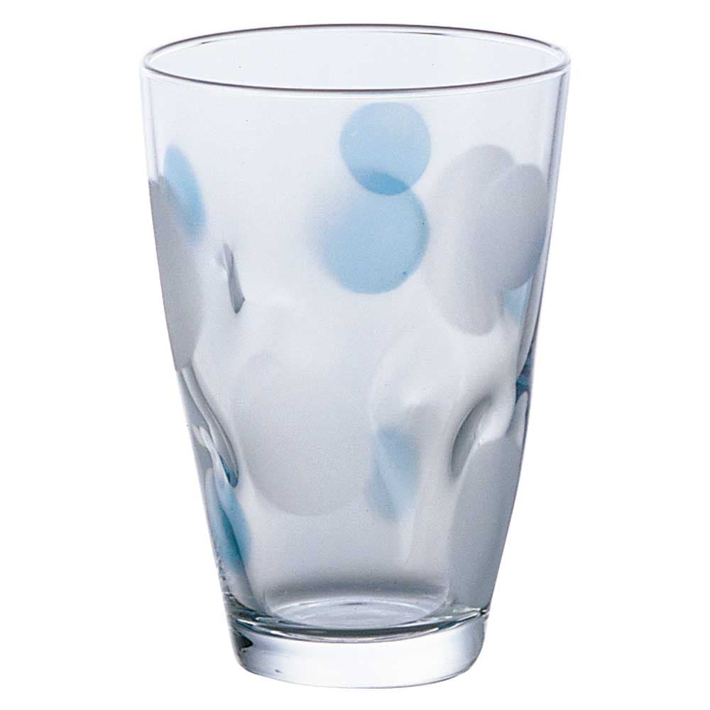 水玉ぐらす　タンブラー　ブルー　300ml　カラフルでポップなグラス