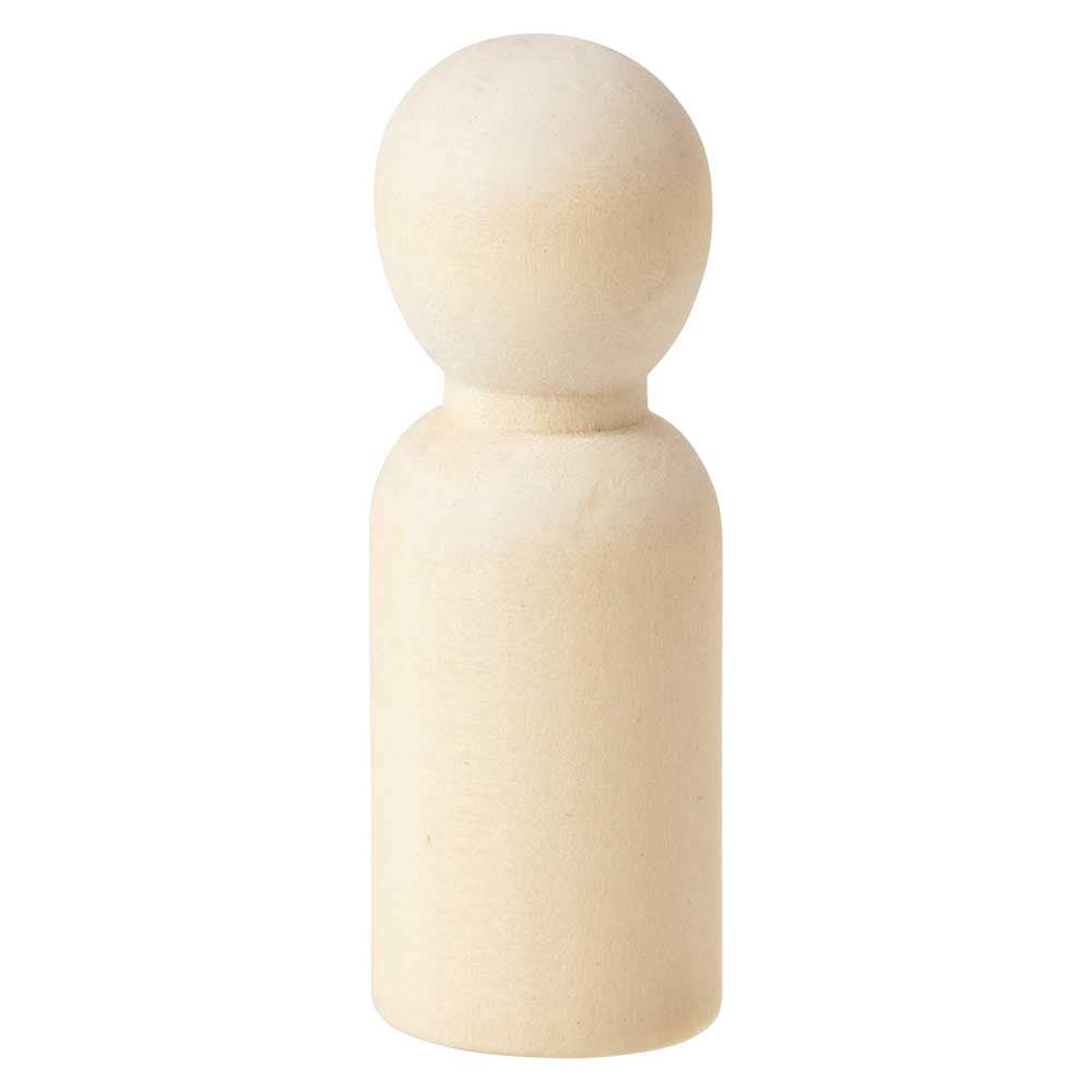 工作色塗り 木製人形〈子ども・こけし・1個〉高さ5.3cm｜白木に色を塗る、デコレーション人形