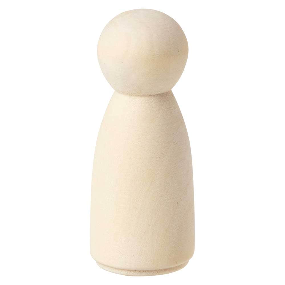 工作色塗り 木製人形〈子ども・スカート・1個〉高さ5.3cm｜白木に色を塗る、デコレーション人形