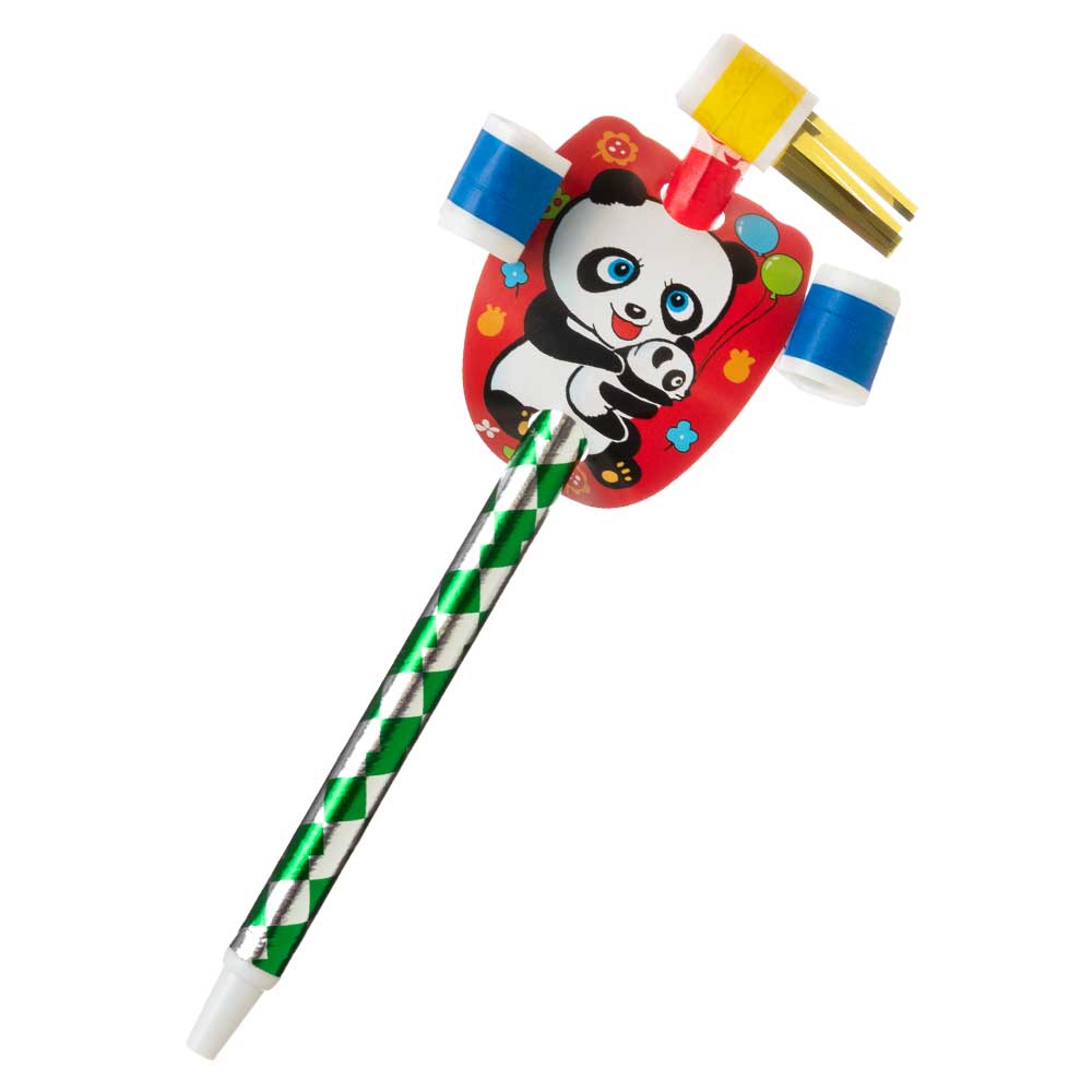 ３方向にびよーん　吹き戻しパンダ（巻き取り式）　昔ながらの定番おもちゃ　日本製　※色はお選びいただけません