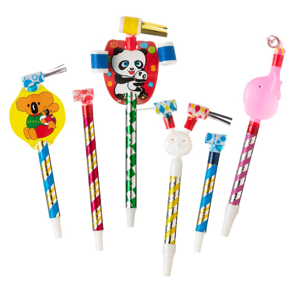 吹き戻しだけセット（巻き取り式）　６種入　昔ながらの定番おもちゃ　日本製　※色はお選びいただけません