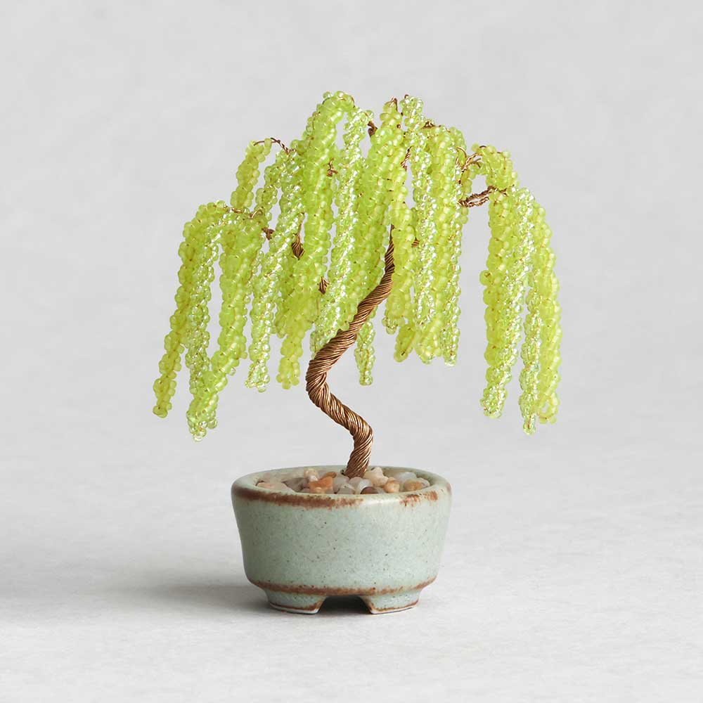 ネジッテBONSAIキット　柳　ビーズを使って自分で作る　つまめるサイズの盆栽工作キット　ワイヤーをねじるだけ　手作り　ハンドメイド　置物　日本製