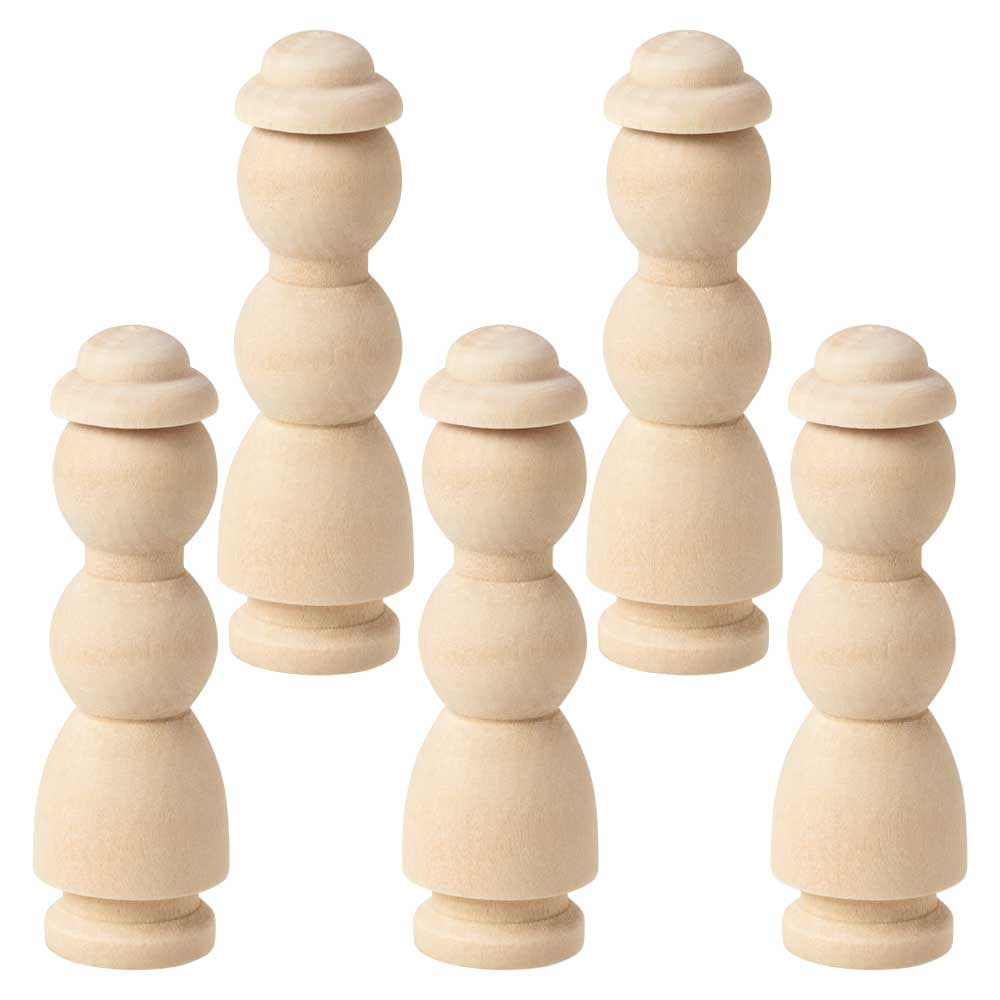 工作色塗り　木製人形　5個セット　婦人・帽子付き　高さ7.8cm　DIYデコレーション　ぬり絵　ワークショップにも