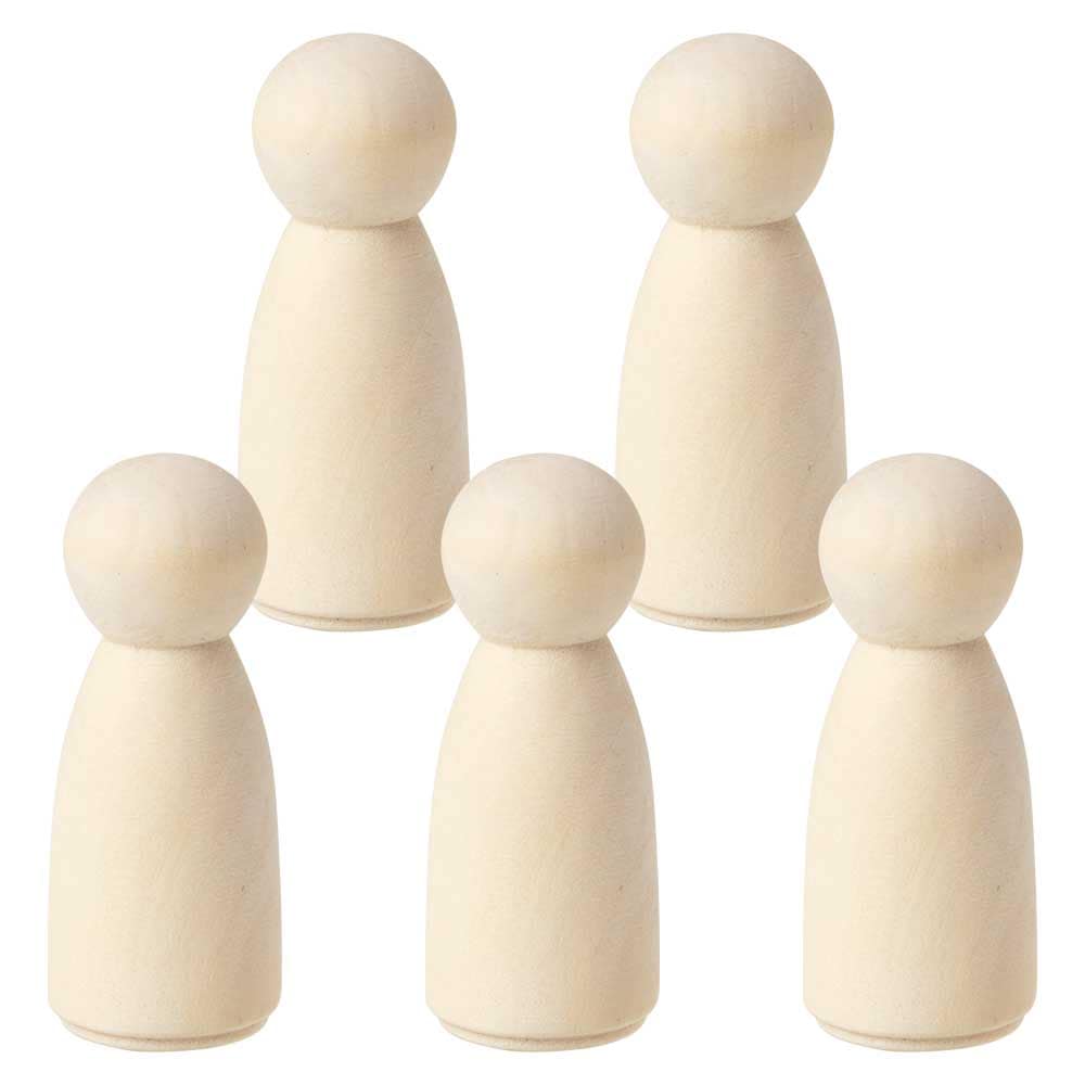 工作色塗り　木製人形　5個セット　子ども・スカート　高さ5.3cm　DIYデコレーション　ぬり絵　ワークショップにも