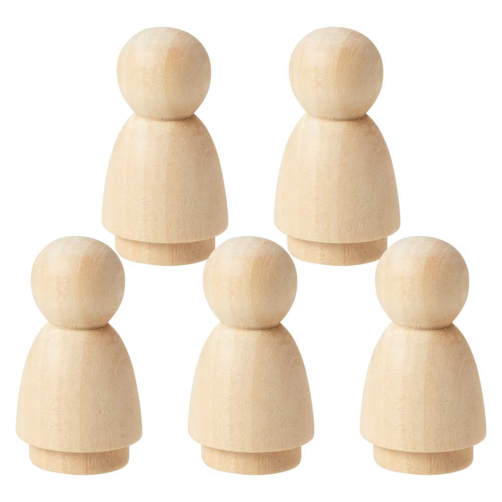 工作色塗り　木製人形　5個セット　子ども・小　高さ4.6cm　DIYデコレーション　ぬり絵　ワークショップにも