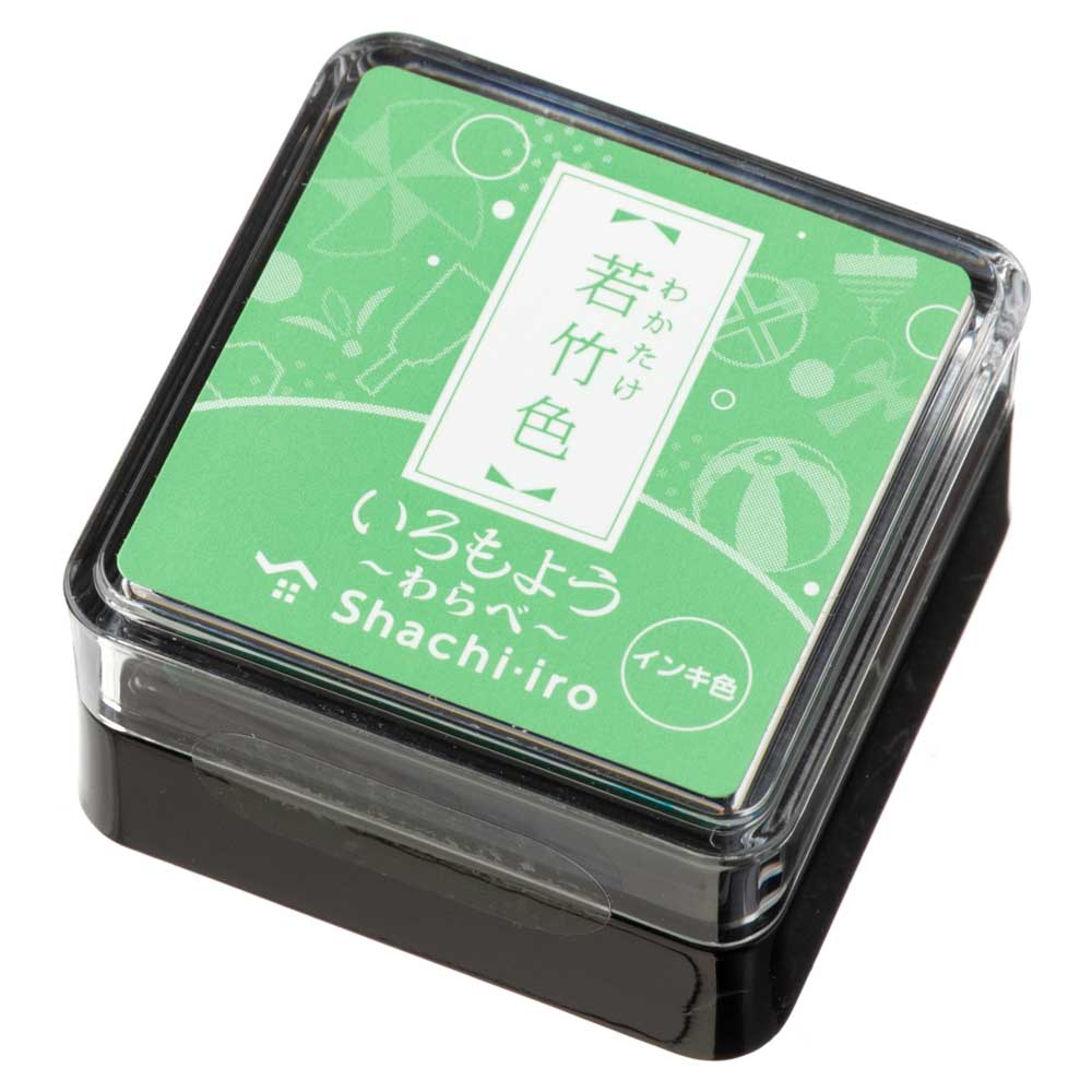 シヤチハタスタンプパッド　いろもよう　わらべ　若竹色(わかたけいろ/Pale Green)　日本の伝統色　ミニサイズインクパッド