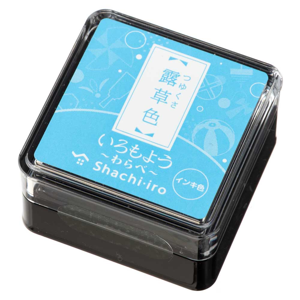 シヤチハタスタンプパッド　いろもよう　わらべ　露草色(つゆくさいろ/Light Blue)　日本の伝統色　ミニサイズインクパッド