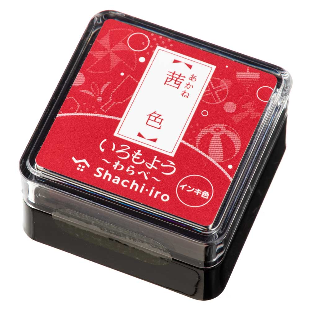 シヤチハタスタンプパッド　いろもよう　わらべ　茜色(あかねいろ/Dark Red)　日本の伝統色　ミニサイズインクパッド