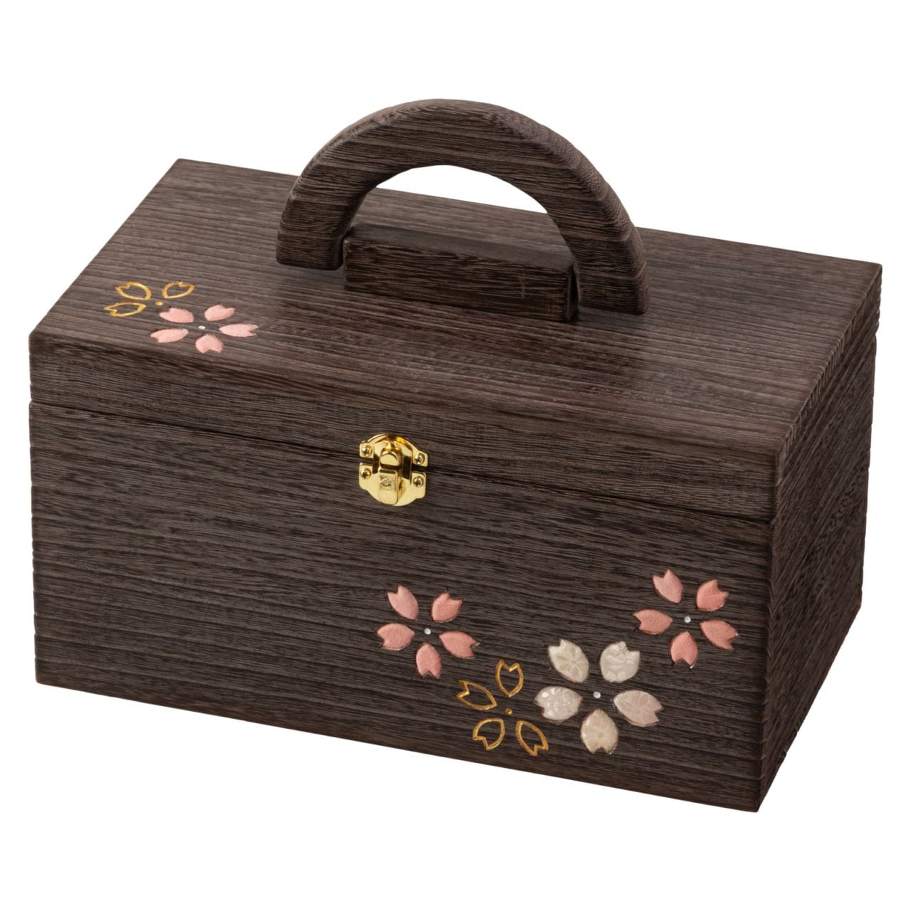 ソーイングボックス・大 (038)　桜　裁縫箱　木目込細工　桐製・時代仕上　箱長の桐工芸品　日本製　東京浅草の木製品